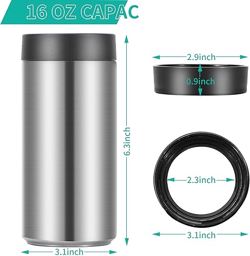 Miniatura 10 de OJOJ - Enfriador de latas aislado de 12 onzas, doble pared, aislado, de acero inoxidable, soporte para latas de cerveza