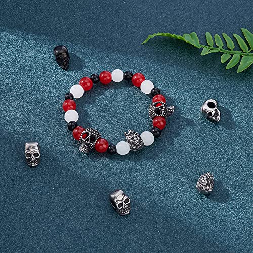UNICRAFTALE 10pcs Mixed Shape Skull Beads Stainless Steel Skull Spacer Beads 5-6mm Large Hole Beads European Beads Halloween Decoration for DIY Necklace Bracelets Jewelry Making 5-16mm - Image 3