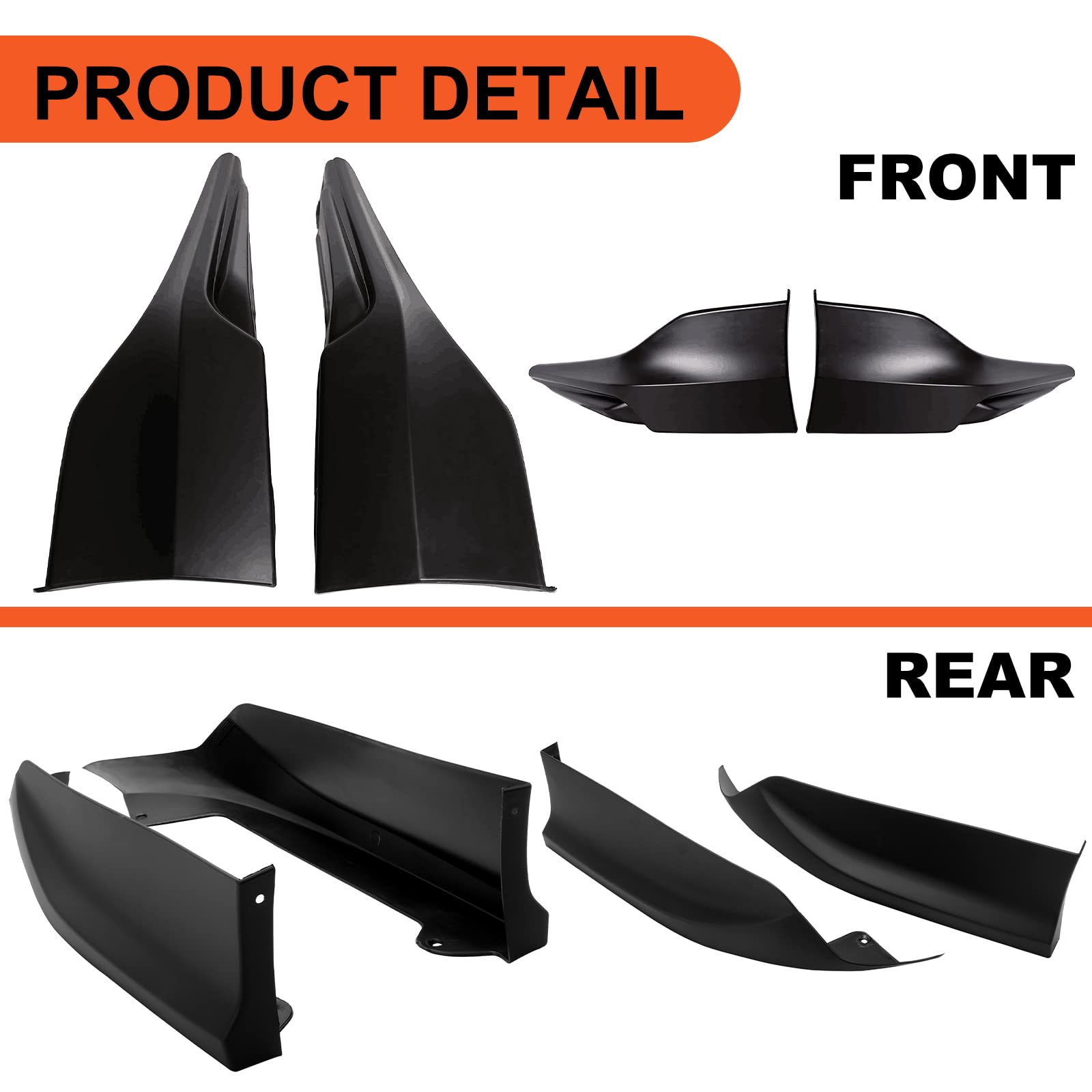 2Pcs Front Bumper Lip Splitter For 2016-2017 Honda Accord Sedan - Glossy Black