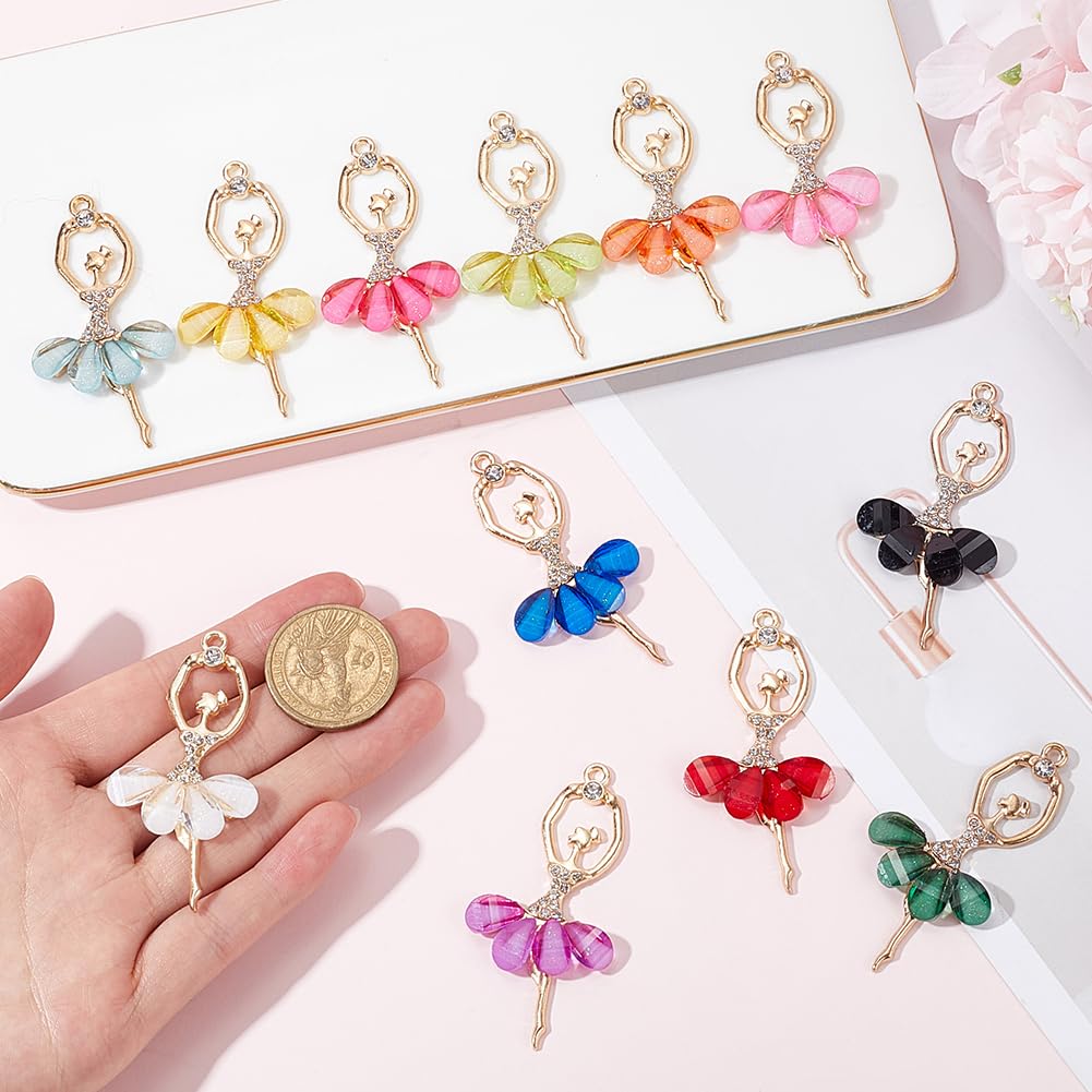 SUNNYCLUE 1 Box 24Pcs 12 Colors Ballerina Charm Dancing Charms Bulk Colorful Metal Alloy Resin Ballet Dance Dancers Crystal Dangle Charm for Jewellery Making Charms Earrings Necklace Crafts Supplies - Image 3
