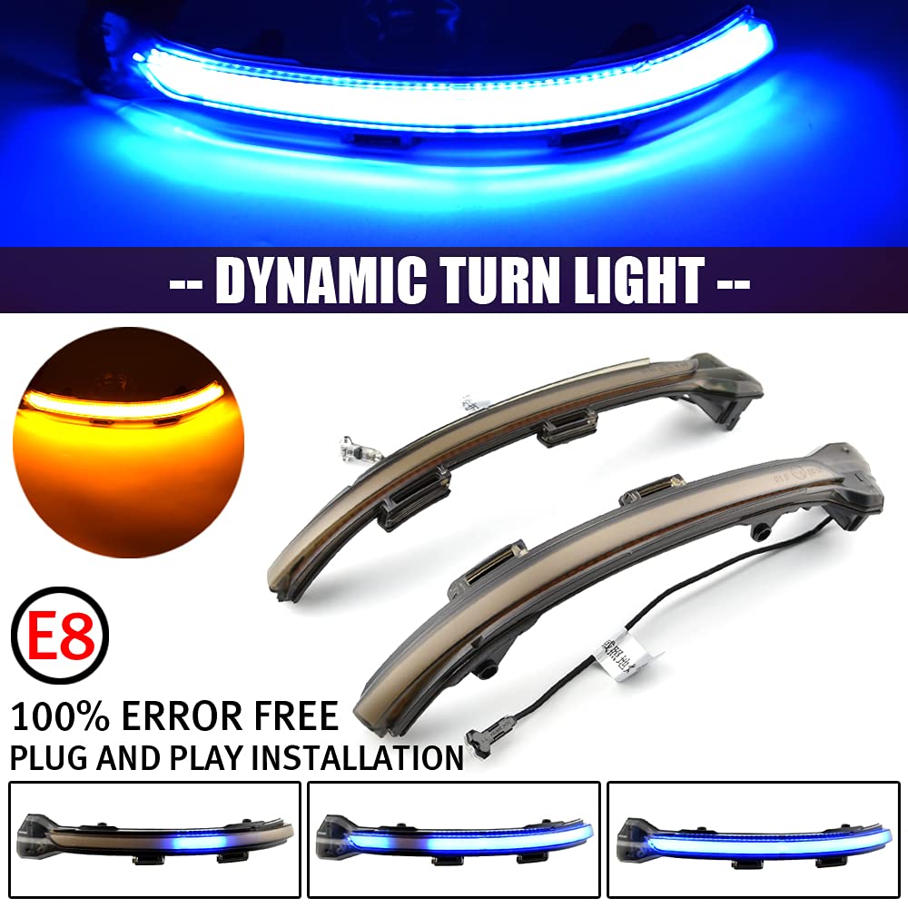 LED dynamiczny włączony kierunkowskaz, lusterko boczne sekwencyjne Kompatybilny z VW Golf 7 Jet-ta MK7 VII GTI R MK7 Golf 7.5 kompatybilny z To-uran-niebieski i żółty