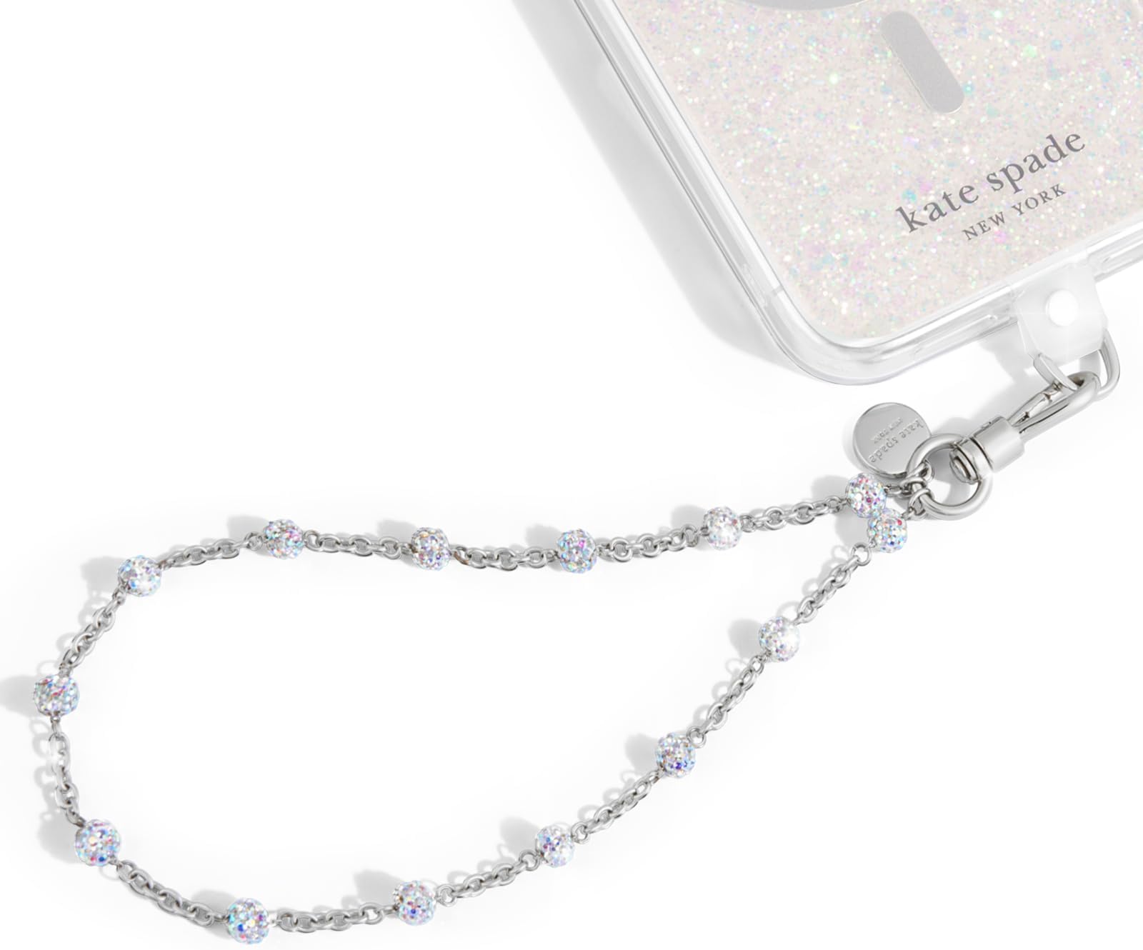 kate spade new york Phone Charm - Detachable Cell Phone Lanyard - Dazzle Chain Silver