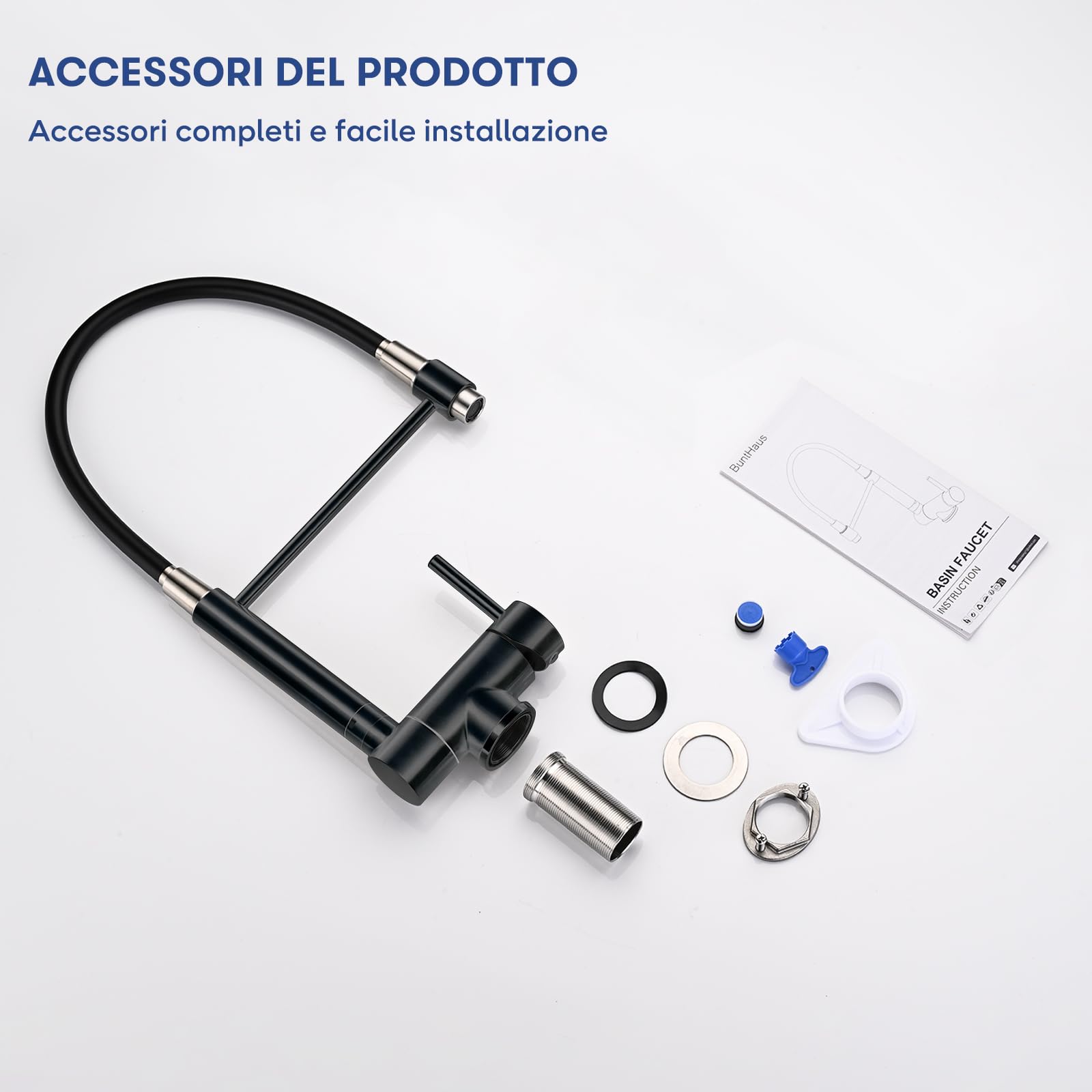 Rubinetto da Cucina Pieghevole, Miscelatore da Cucina Sottofinestra Pieghevole, Miscelatore per Lavello da Cucina Girevole a 360° in Acciaio Inox 304 (Nero Opaco)