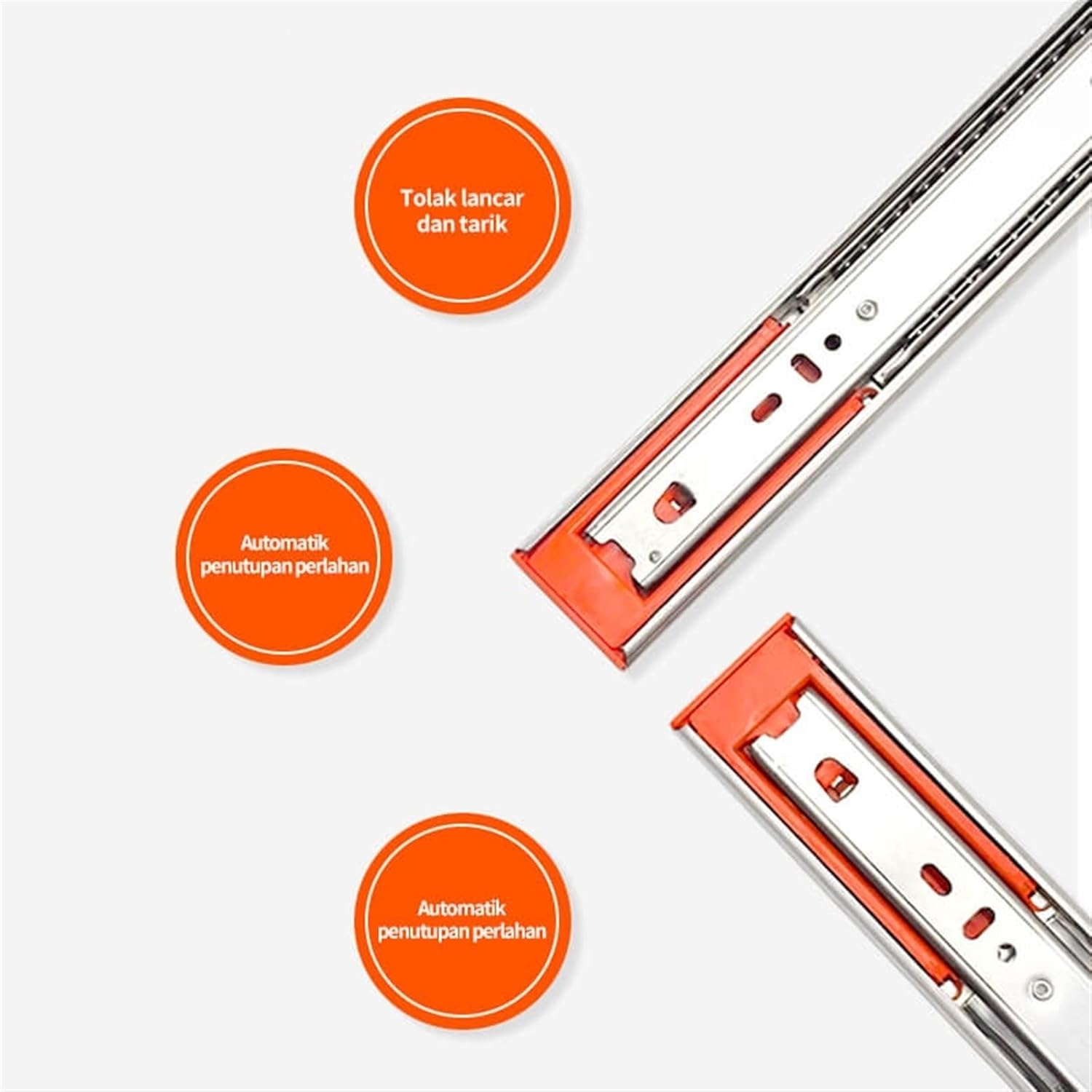 Stainless Steel Full Extension Drawer Slides Side Mount Ball Bearing Metal Rails Track Guide Glides Runners Heavy 100 Lbs(Buffer 10inch 25cm)