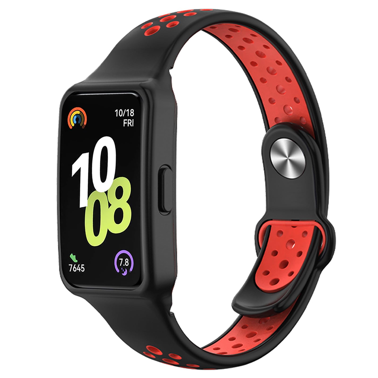 ROBANDOO For HUAWEI Band 8交換バンド シリコン製 交換リストバンド 軽量 防汗 通気性 簡単取り付け (ブラック+レッド)