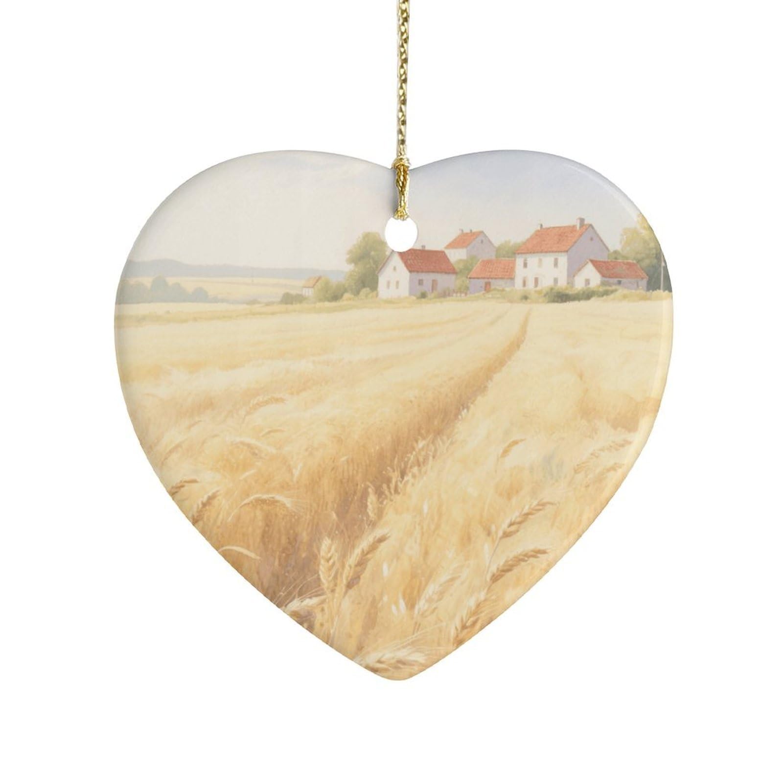 Fekiloot Style Golden Wheat Field Ceramic Ornament Home Decor Keepsake