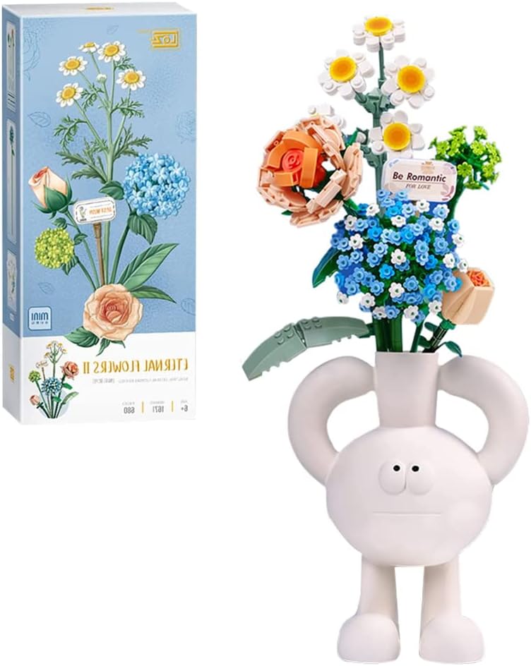 DAJASD Juego de 680 bloques de construcción de ramo de flores, juego de bloques de construcción DIY ramo, bloques de construcción con cajas de embalaje, regalo para hombres y mujeres (sin jarrón)
