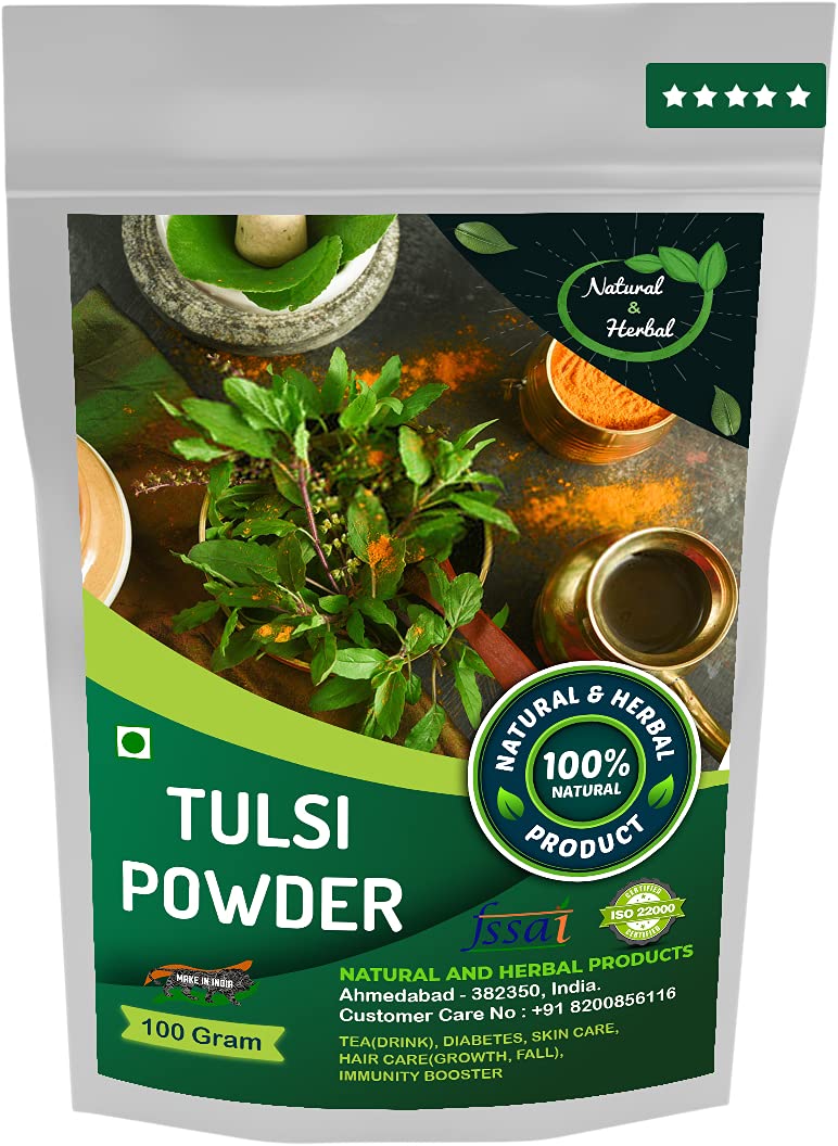 Tulsi Powder | Holy Basil | Ocimum Tenuiflorum | Vrinda For Tea(Drink), Diabetes, Skin Care(Face Mask, Skin Brightening, Evens Skin Tone), Hair Care and Immunity Booster – 100Gm Tulsi Powder | Holy Basil | Ocimum Tenuiflorum | Vrinda For Tea(Drink), Diabetes, Skin Care(Face Mask, Skin Brightening, Evens Skin Tone), Hair Care and Immunity Booster – 100Gm
