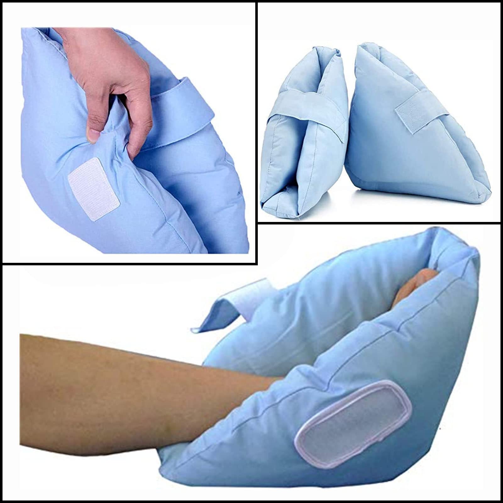 1 Par Protector De Talón Antiescaras, Suave Ajustables Cojín Elevador De Pies Antiescaras Con Cierre De Vel-cro, Para Pacientes Postrados En Cama Alivio De Úlceras Por Presión Y Las Escaras