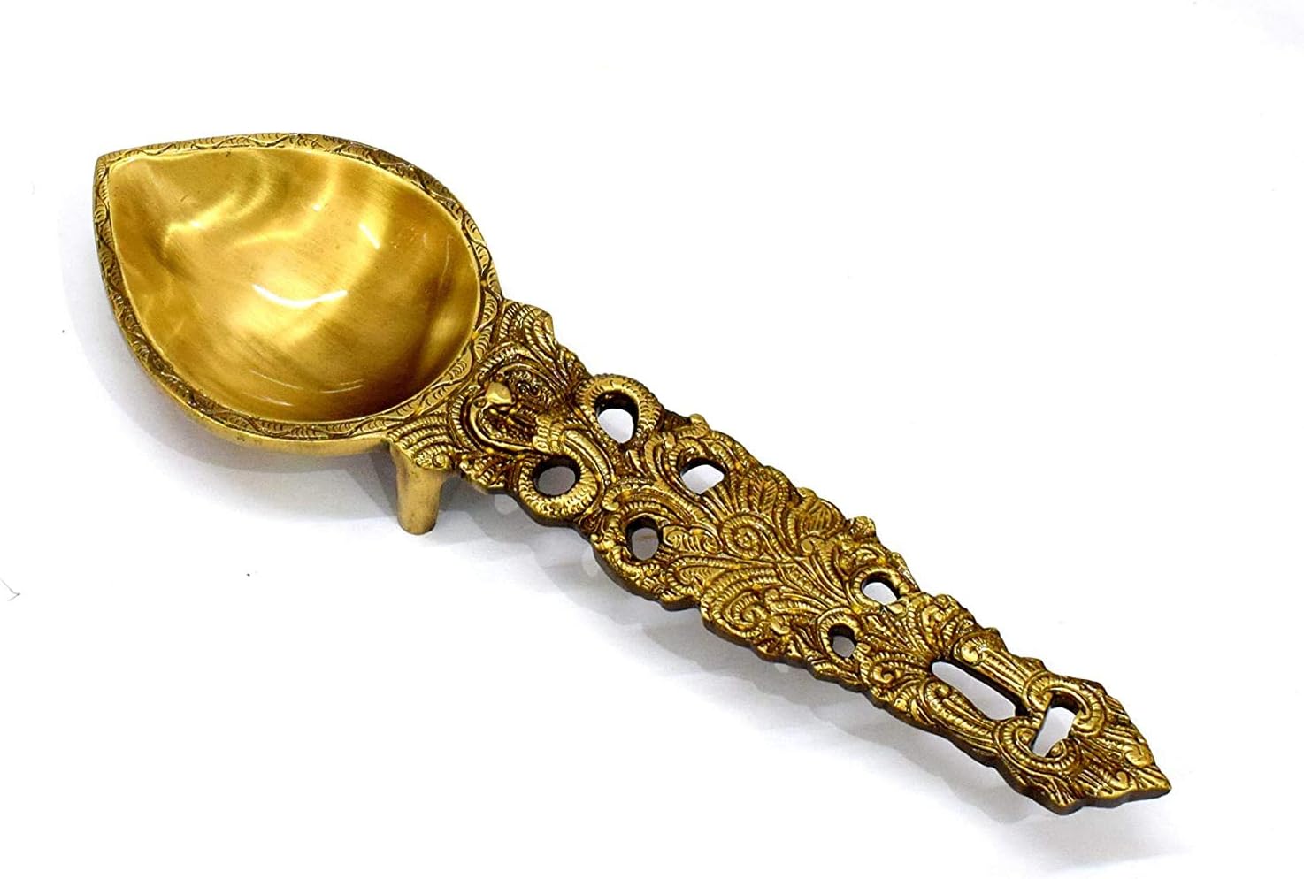 WIGANO 13" inch Big Brass Made Sheshnag Aarti Pooja Spoon | Home Decor | Pooja Diya | Diya Deepam