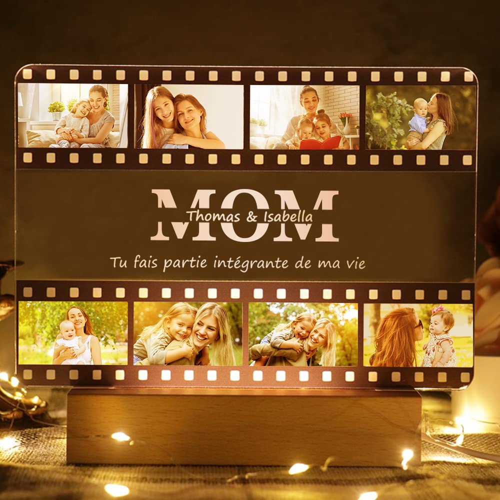 XIAO.Z Personalized Film MOM Photo Night Light Custom Acryl Lamp with Photos,Customized Picture Frame Decoration for Mother's Day Father's Day Thanksgiving, Mom Birthday Gifts from Daughter Son — image 1