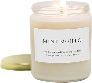 Wax & Wane Mint Mojito Modern Scented Candle - 8 Oz Soy Candles Gifts For Women For Home Décor, 40+ Hours Long Lasting Scented Candles Handmade In The USA From 100% Natural Soy Wax