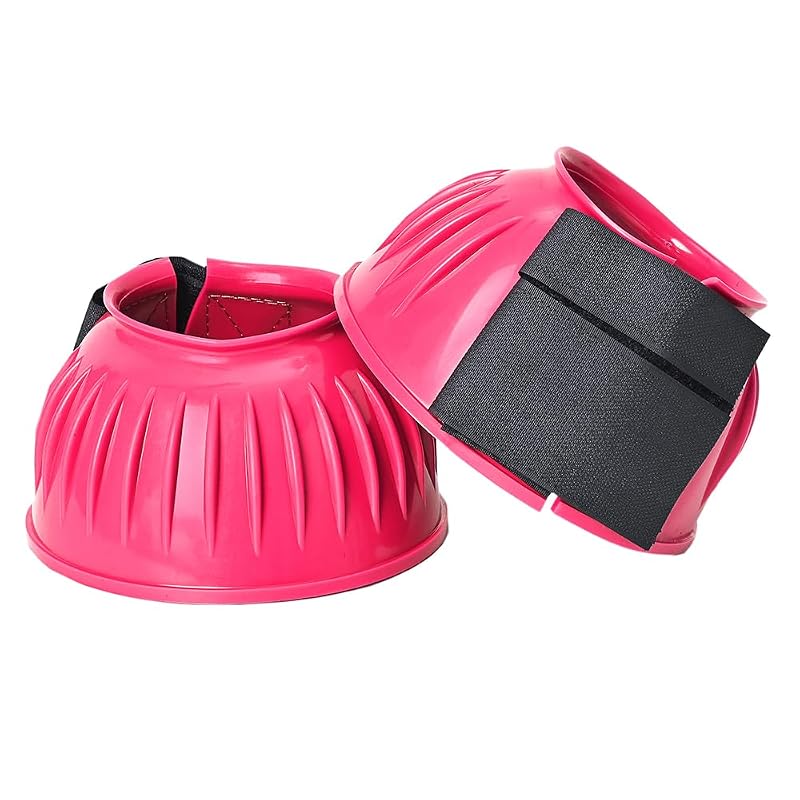 Botas de sino para cavalos em PVC canelado com fechamento duplo HILASON Rosa X-Large