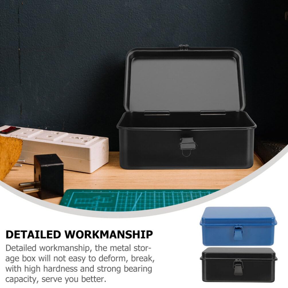 DOITOOL Cassetta portautensili in metallo, 2 pezzi, organizer per attrezzi in metallo con fermo, scatola portatile per attrezzi, per lavoratori edili, carpenteria, casa, officina, garage