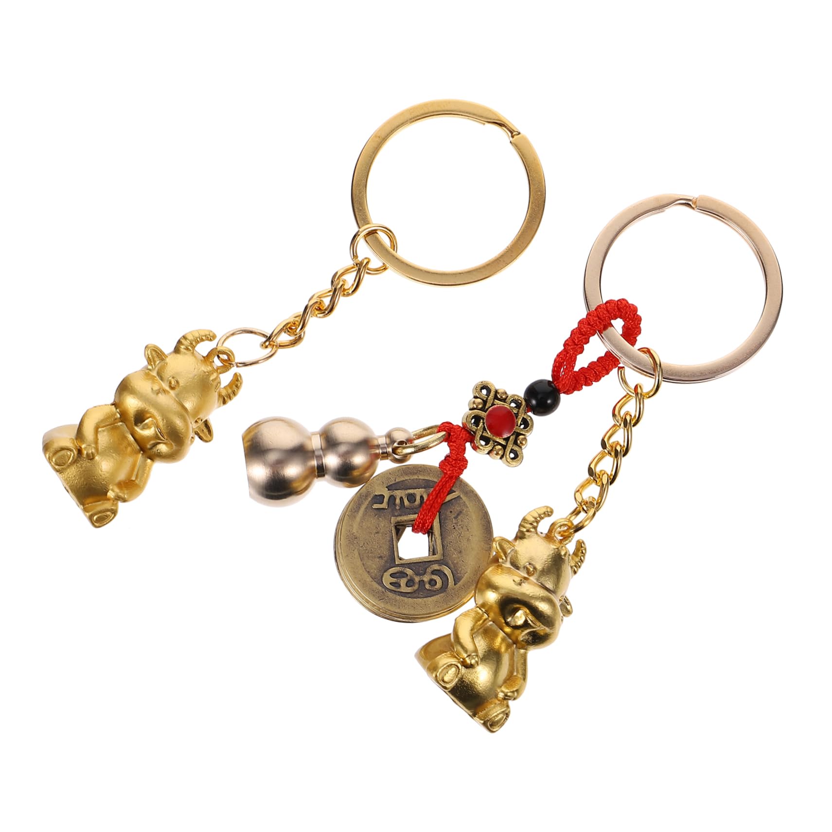 vfdaSWQQ Ox Year Key Accessory 2pcs Year of Ox Keychain Feng Shui Keyring Car Keyringnanimal