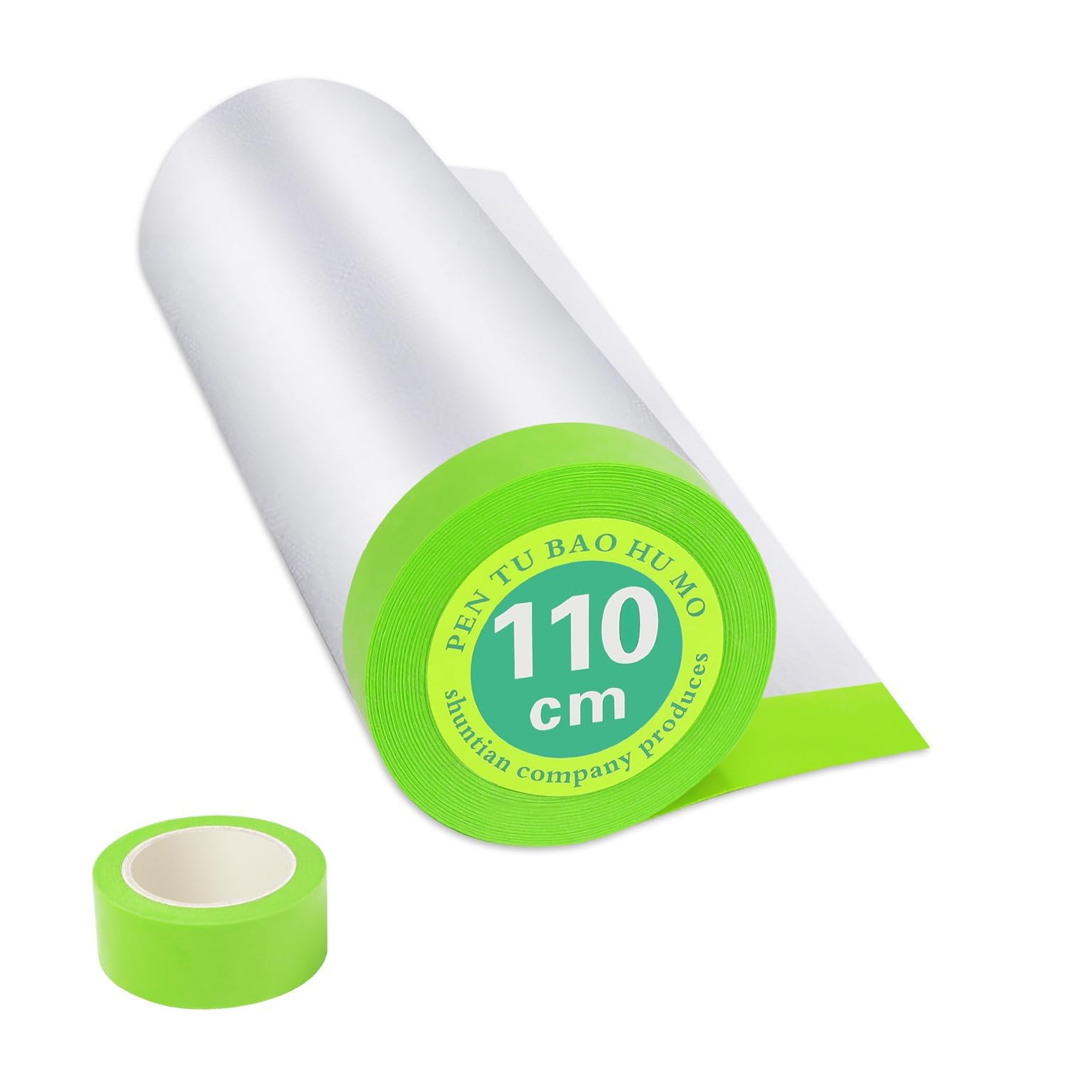 YANZENGCQ Pre-Taped Masking Film for Painting - 44" x 66'Painters Plastic roll,with Automotive Paint Tape and Drape for Covering Cars, Renovation and Furniture Protection