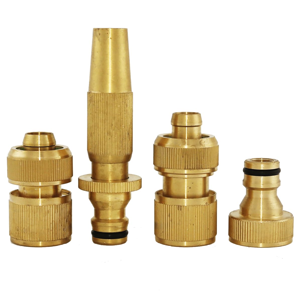 Hydrosure Gold Brass Spray Nozzle And Connector Starter Set - Premium Garden Irrigation Kit Featuring Brass Spray Nozzle And Quick-Fit Connector For Hose Systems