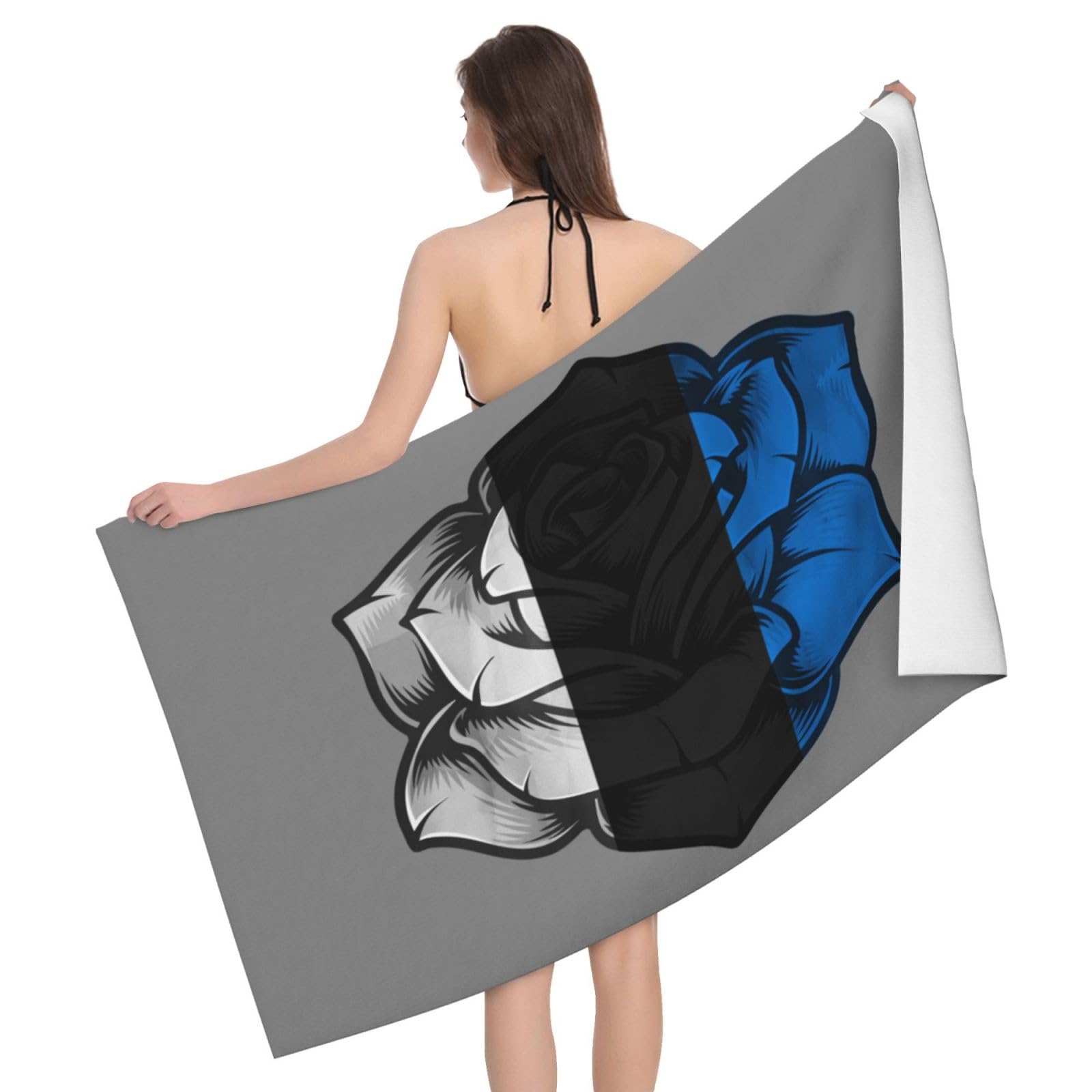 HLBSDM Microfiber Rose Estonia Flag Beach Towel Quick Dry Soft Sand Free Beach Towels for Pool Swim Beach Lightweight Thin Towels