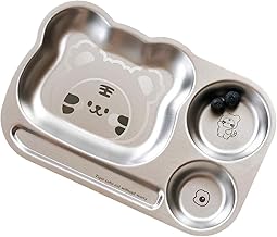 Basil Stainless Steel Plate for Kids - Kids Plates for Food with 3 Compartments - Dinner Plates for Baby - Unbreakable Dinner Plates - Ideal for Birthday, Return Gifting - Funky Dinner Tiger Plate