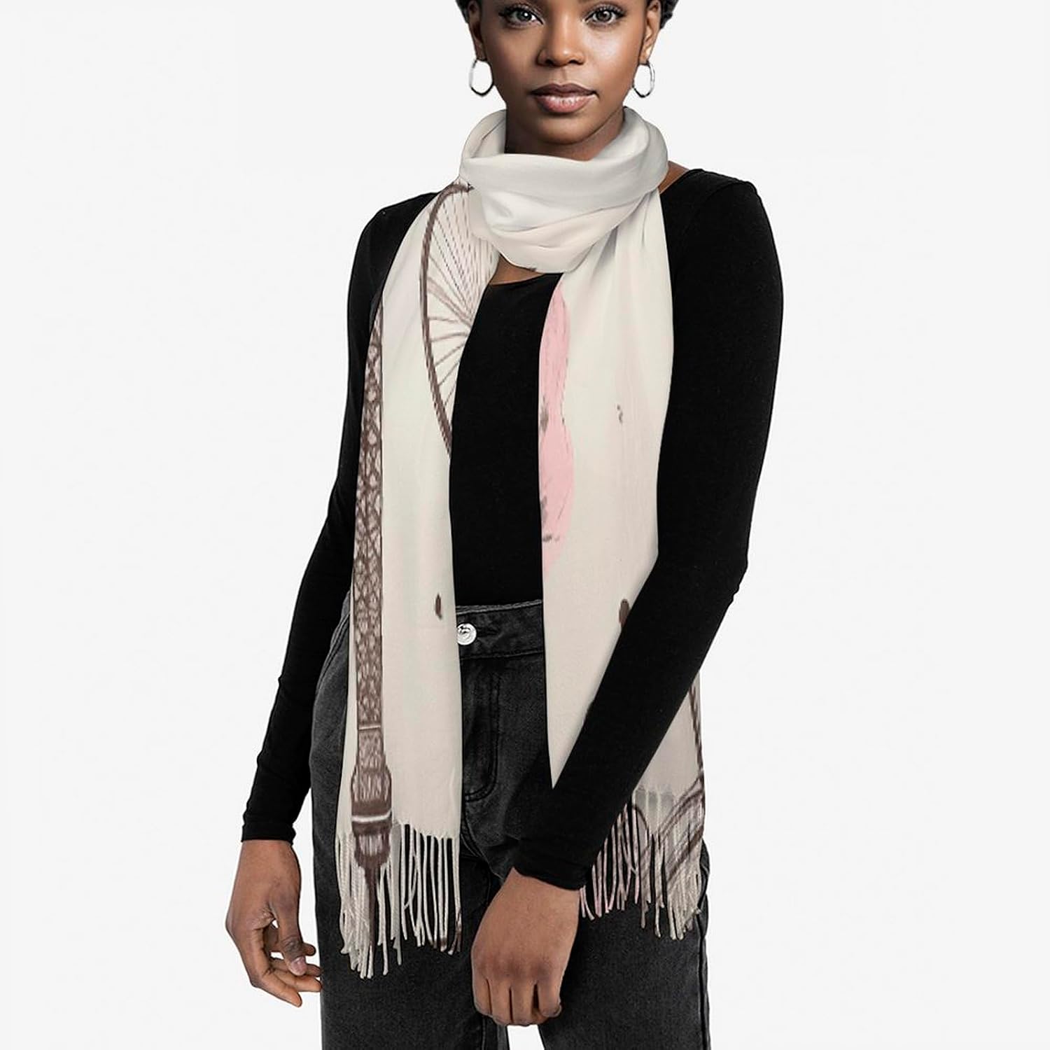 The Eiffel Tower And A Bicycle Scarf for Women Men Soft Warm Fashion Blanket Scarves Classic Cashmere Feel Scarf Long Shawl Large Scarves Cold Weather Thick Blanket Scarfs