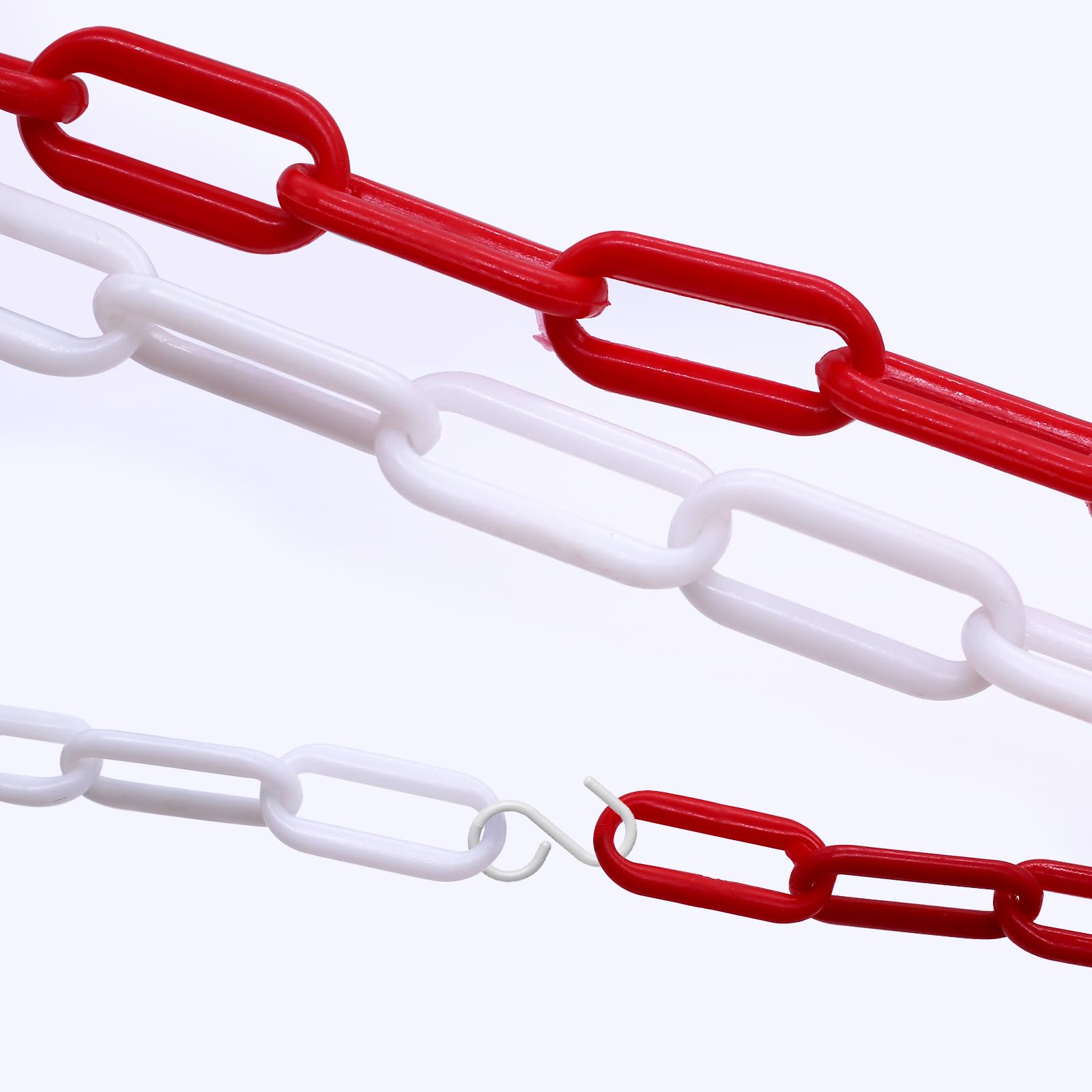 10 m Catena Plastica Rosso e Bianco, Spessore 6 mm, per Bloccare Superfici, Ben Visibile, Stabile e Maneggevole