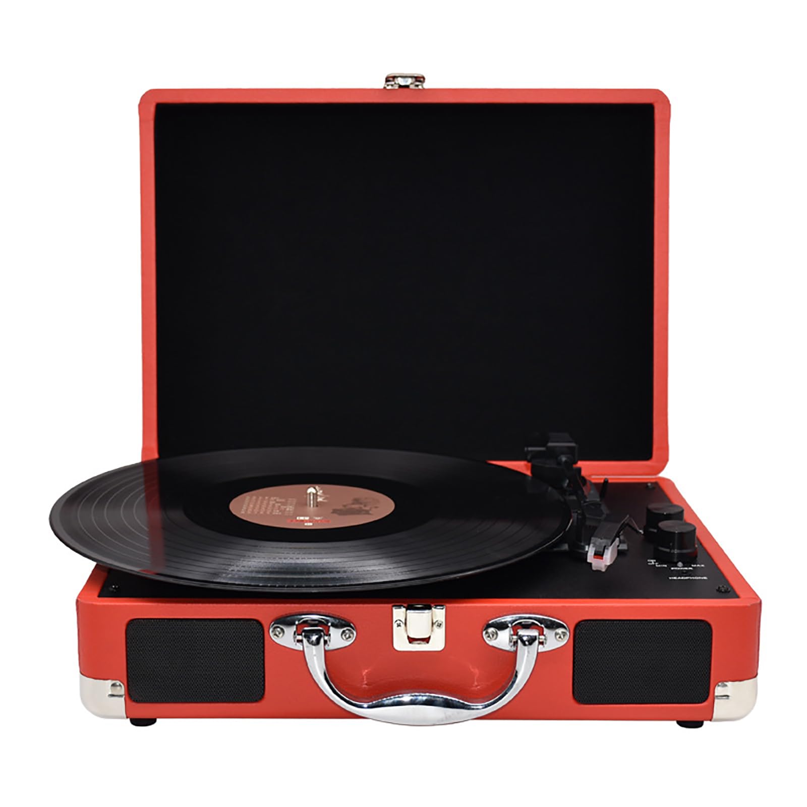 Giradischi portatile Bluetooth con altoparlanti stereo, giradischi in vinile supporta 3 velocità, riproduzione USB, ingresso AUX per gli amanti della musica e decorazione domestica
