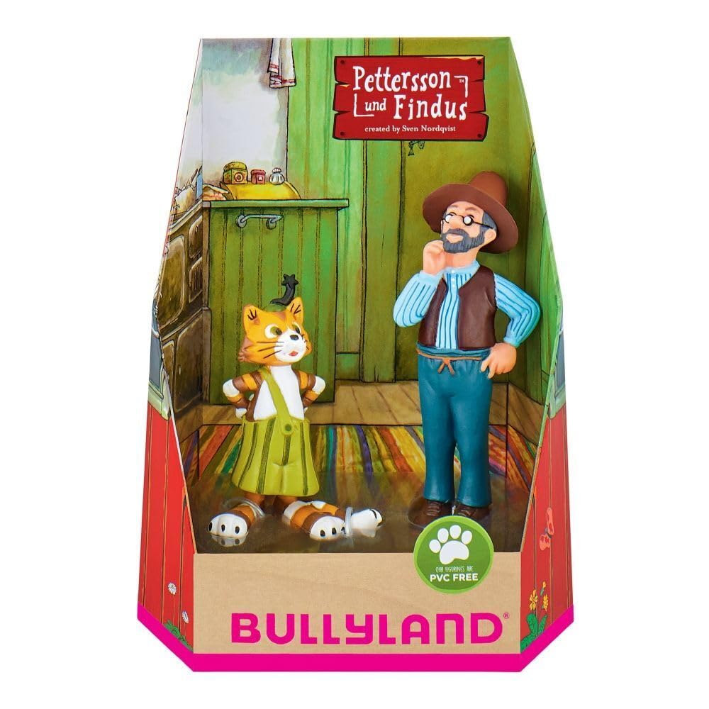 Bullyland 46005 – Toy Figure Set, Pettersson and Findus in Gift Box, 2 Pieces, Lovingly Hand Painted Figures, PVC-Free, Great Gift for Boys and Girls for Imaginative Play