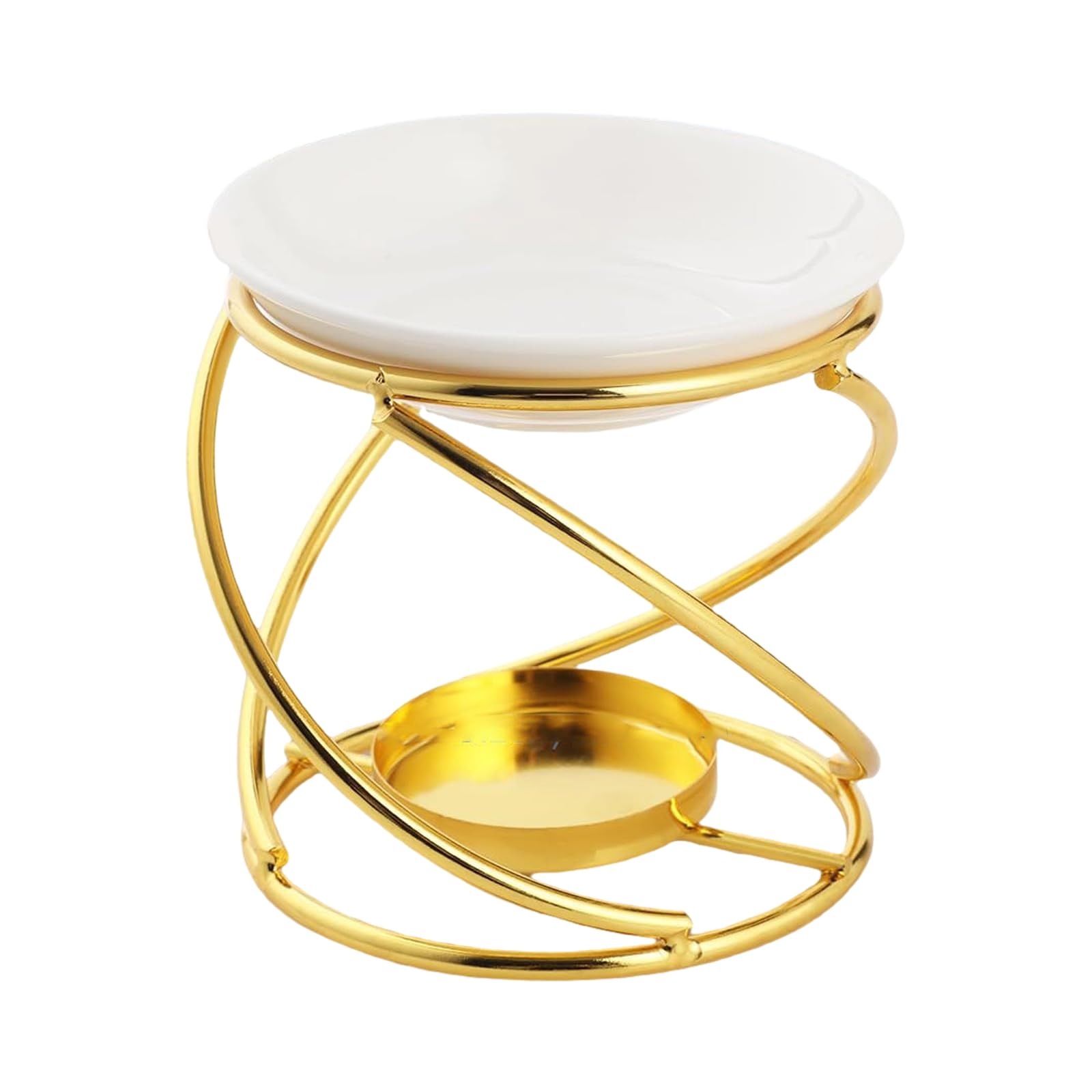 Buxuaaaa Artistic Ceramics Essential Oil Burners Warmer and Metal Tealight Stand Aromatherapies Diffusers for Meditations Decors Scented Diffuser
