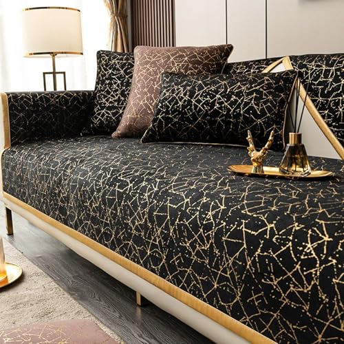Coussin de canapé en velours noir et doré chic 110x240 cm - 2