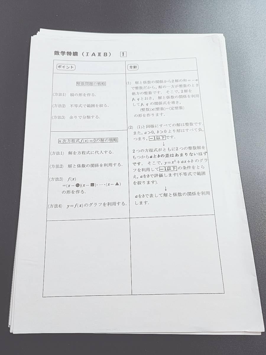 Amazon.co.jp: 駿台 吉田浩二 数学特講ⅠAⅡB 夏期 プリント フル 