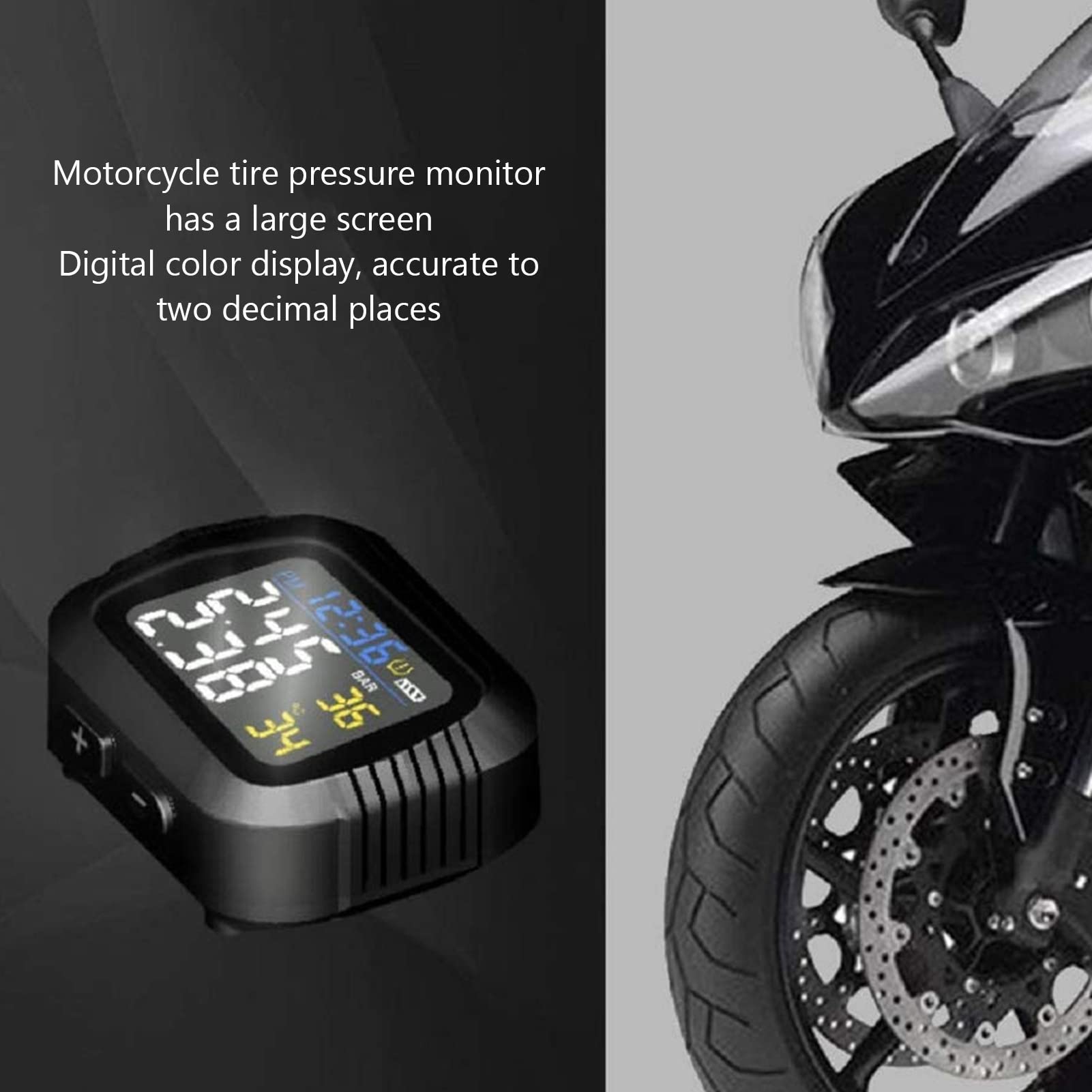 Sistema de Control de presión de neumáticos, Sistema de Control de presión de neumáticos de Motocicleta, inalámbrico, Resistente al Agua, 2 sensores externos TPMS