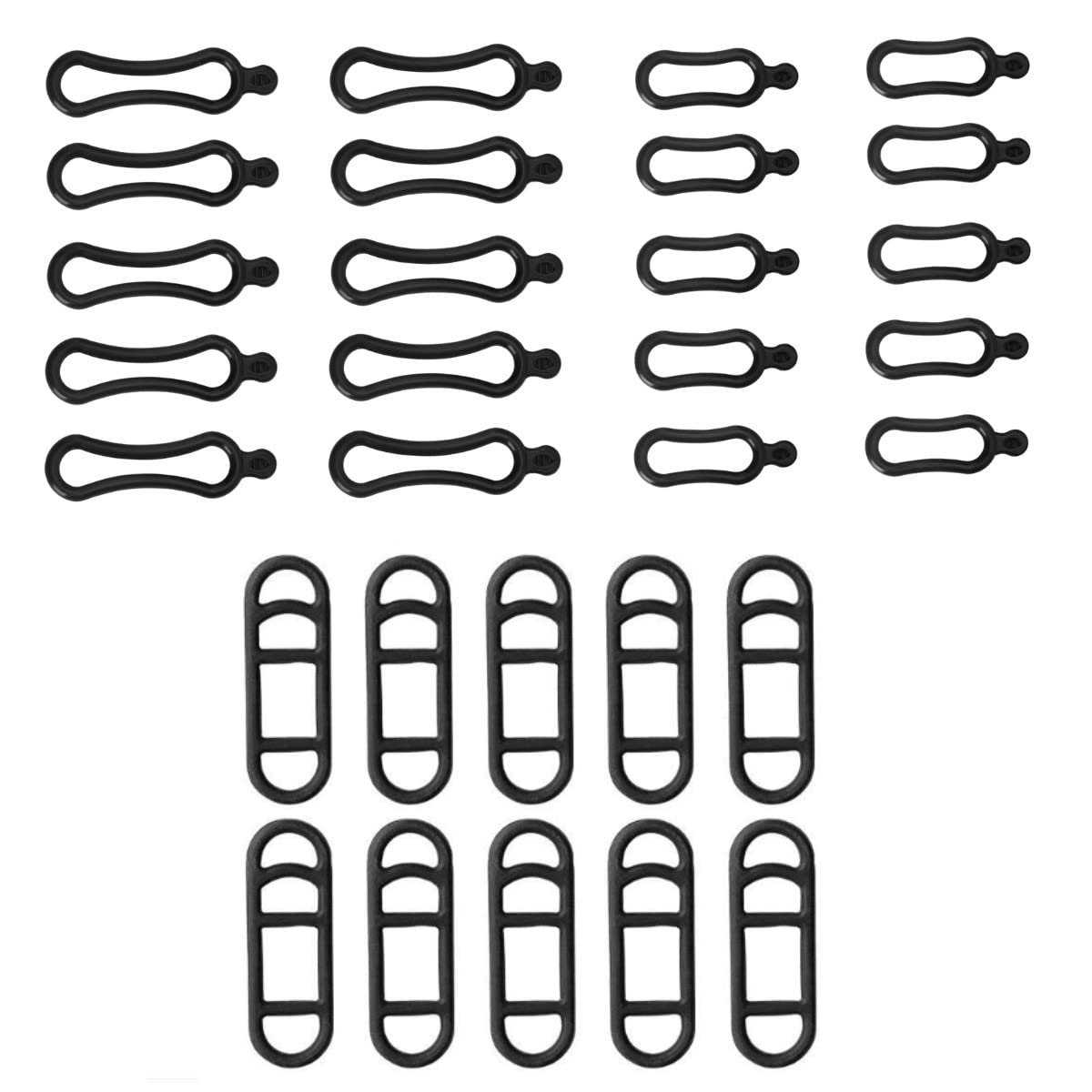 30PCS Flashlight Mounts Bicycle Light Silicone Rubber Straps 3 Type Cycling Rubber Mount Band for Flashlight Helmet Light Sets Water Bottle Holder Black