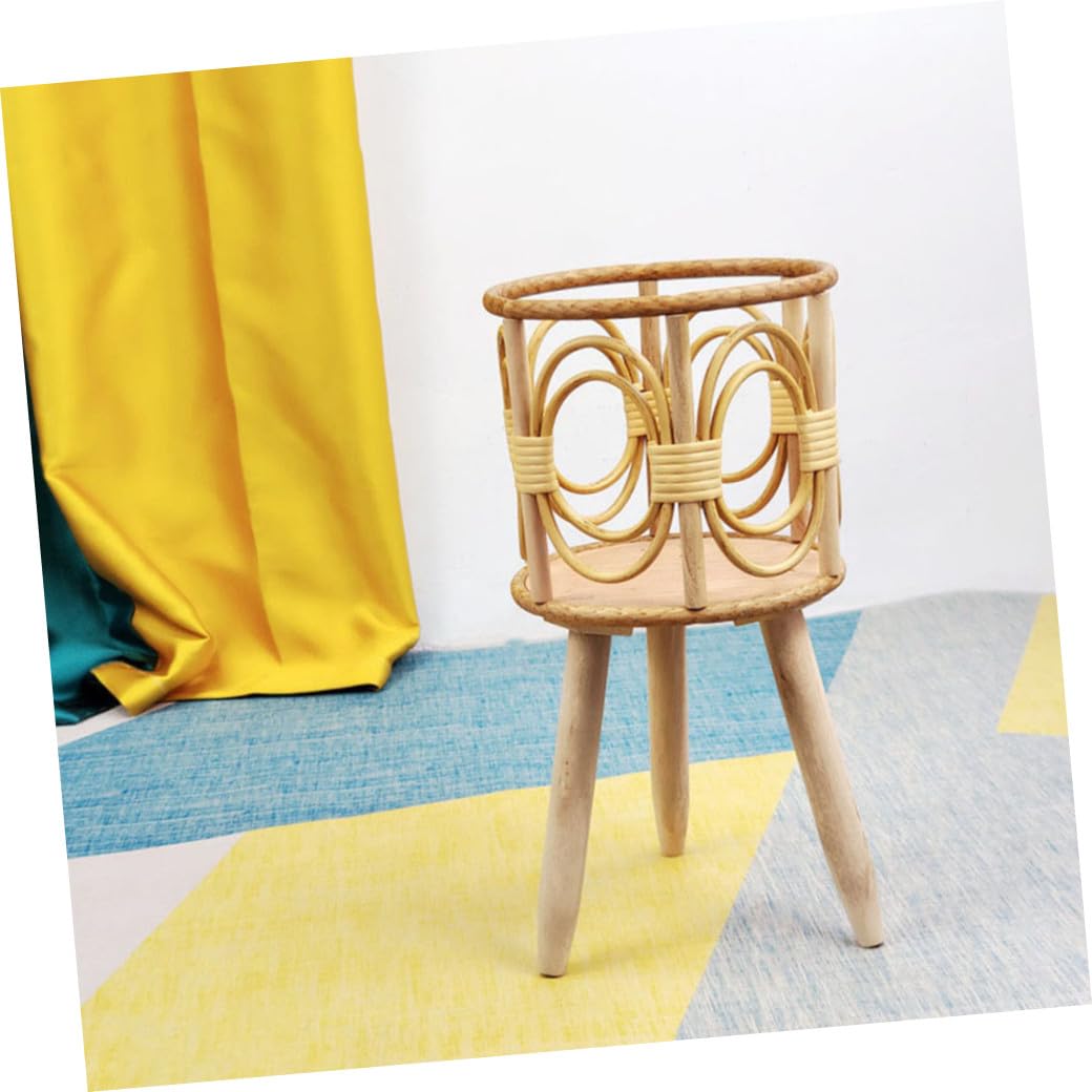 Abaodam Cesto Intrecciato per Piante e Fiori, Supporto in Legno Gambe, Struttura Stabile, 2 Pezzi per Balcone e Patio