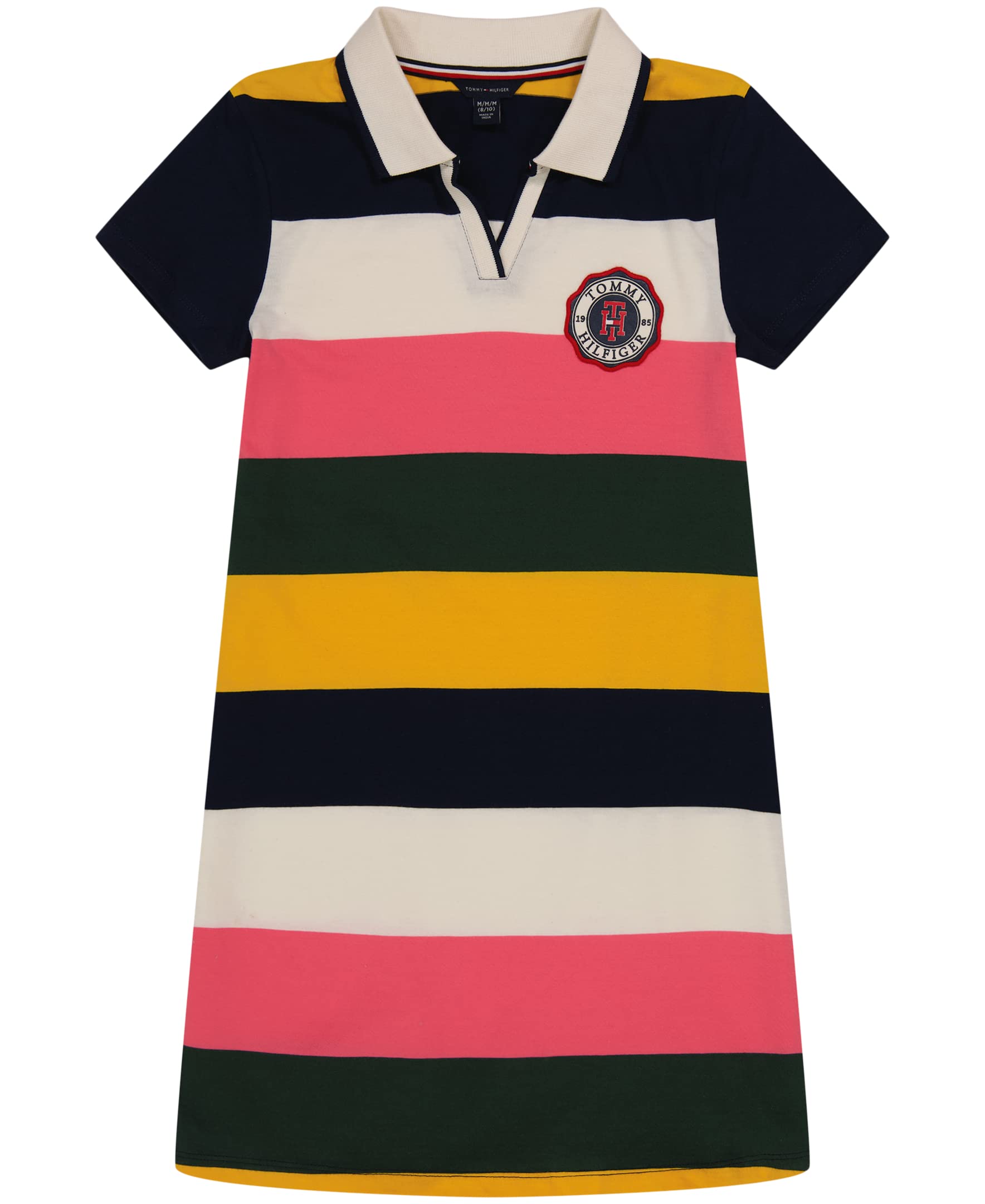 Tommy Hilfiger Girls Short Sleeve Polo Dress Navy Colorblock 2t