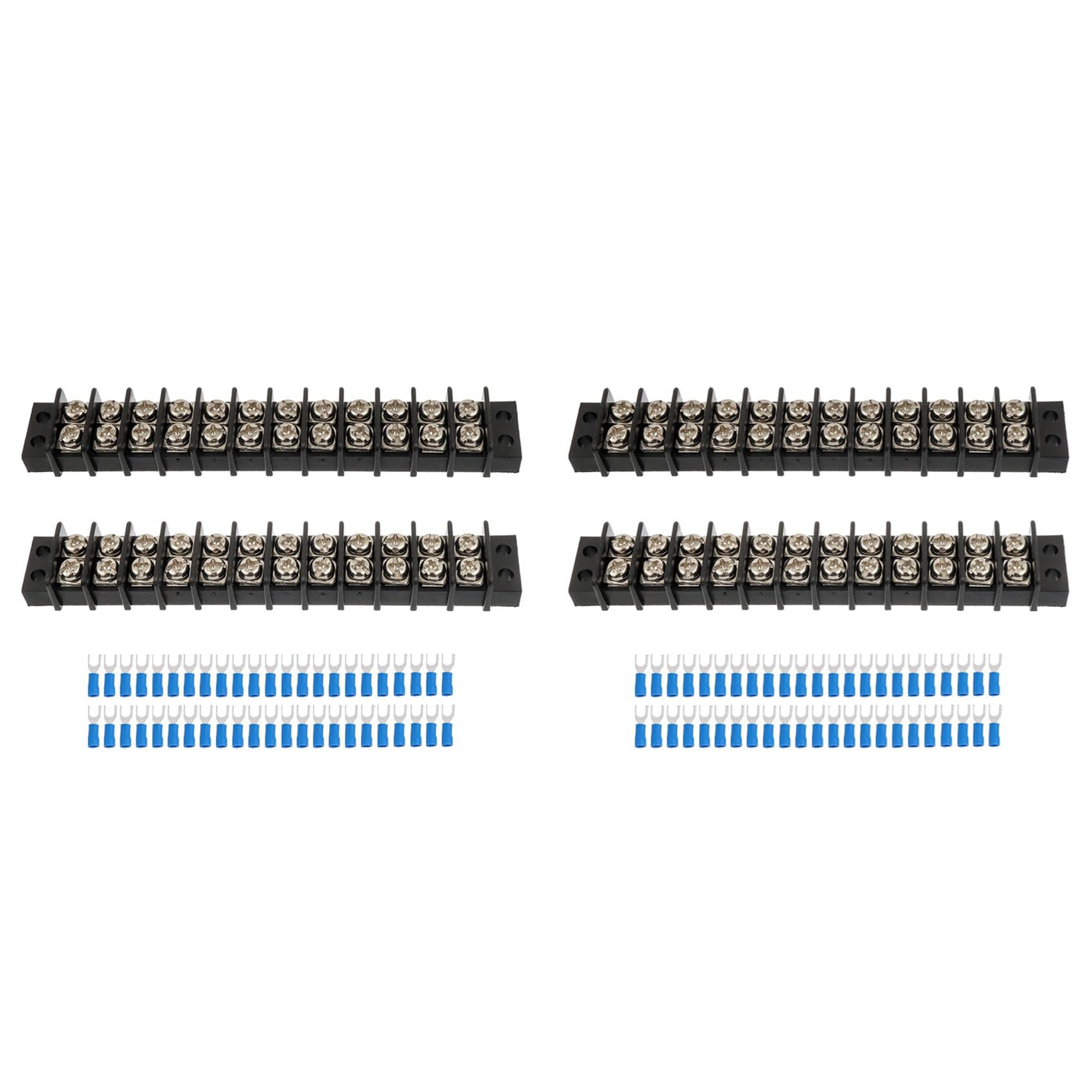 Jnchdghwa As Shown 4Pcs 12 Circuits 12 Positions Terminal Block 20-30A 200-450V Dual Row Terminals Strip