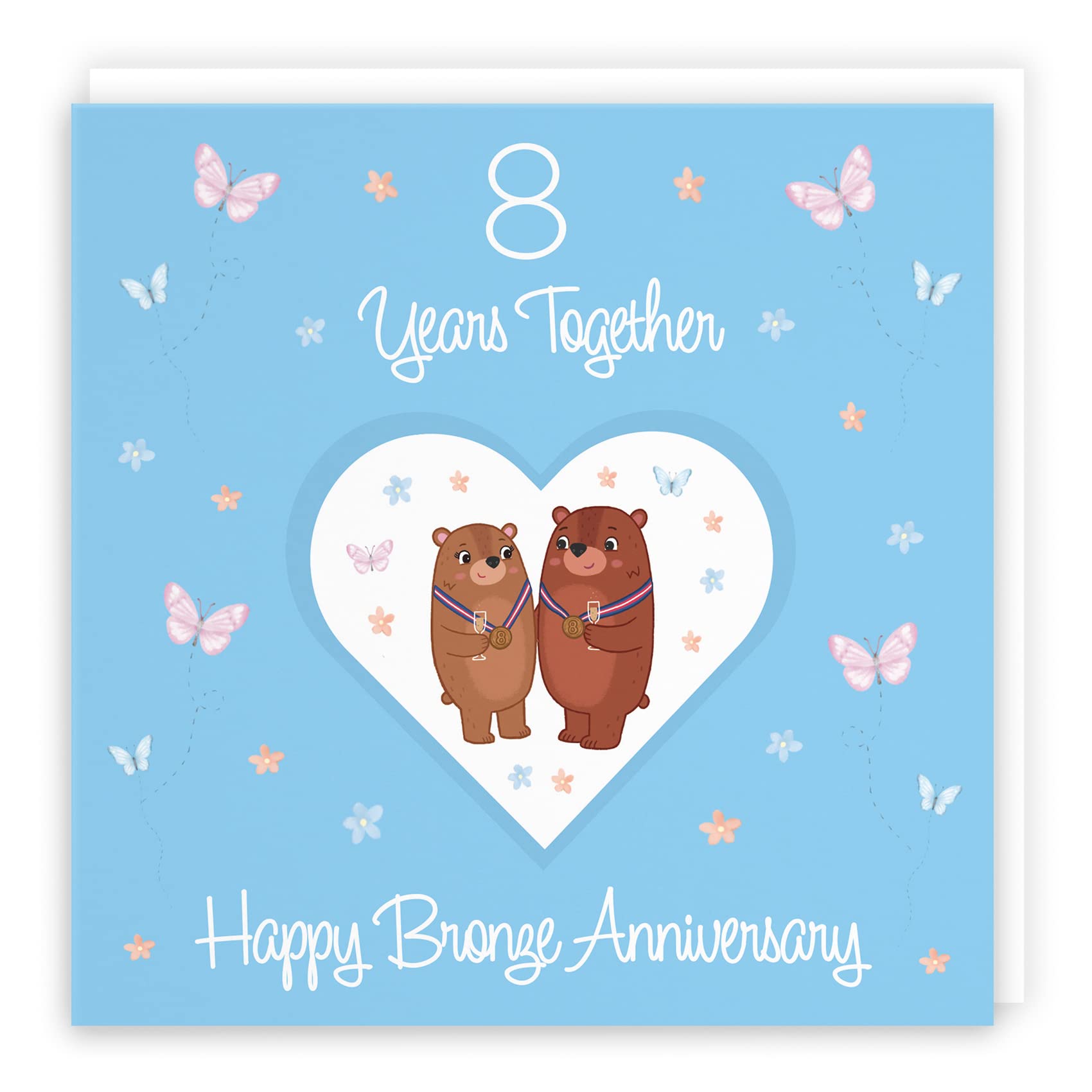 Hunts England, 8th Anniversary Card For Him Or Her, 8 Years, Bronze Anniversary, Romantic Meadows, Fun Card