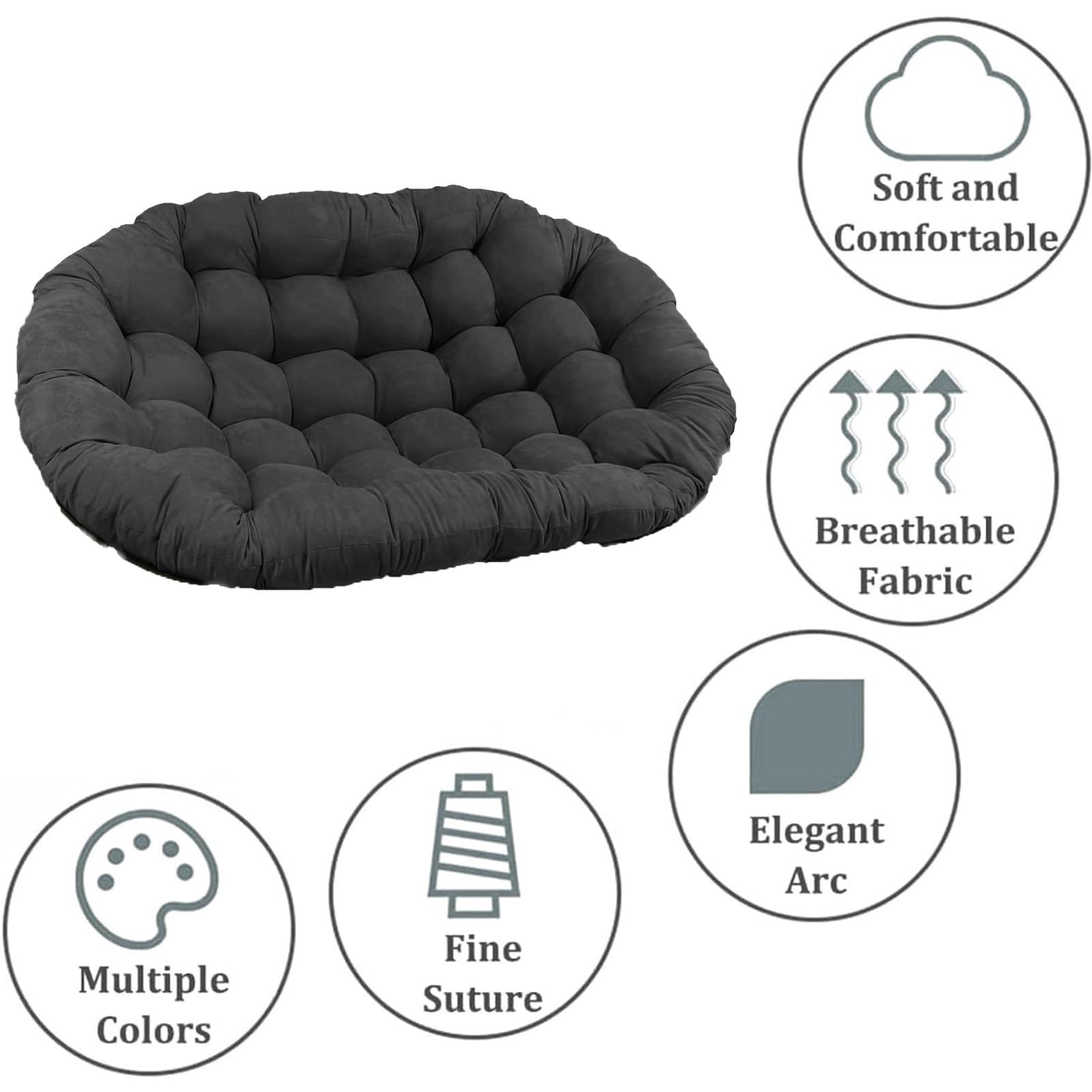 Papasan-Stuhlkissen, Rund, Doppelt, Weich, Dick, Elastisch, Polyestergewebe, Dickes, Weiches Bodenkissen