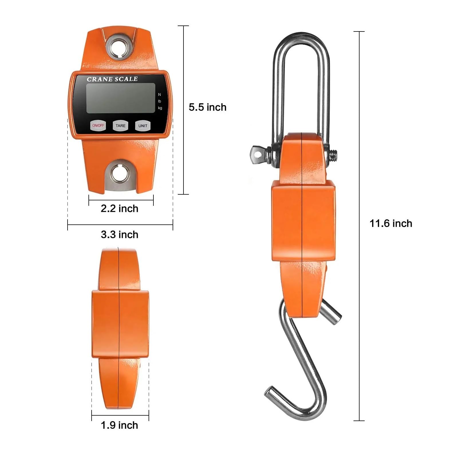 Bilancia sospesa digitale con custodia in alluminio pressofuso, peso mini gru portatile da 50/200/300 kg con gancio Breve tempo di risposta(300kg Black)