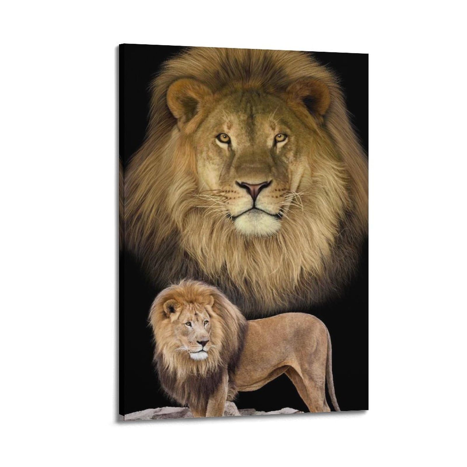 Xkuga Boys Frame-Style African Lion Poster Vintage Wildlife Savannah King Roaring Modern Decorative Canvas Prints - Ideal Wall Art For Family, Man Cave, Game Room, & Girls Bedroom 24X36inch(60X90cm)