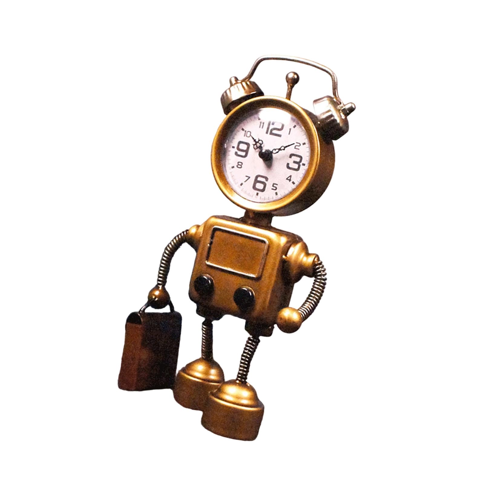 Hsioluted Metal Decorative Clock Table Robot Clock Silents Metal Desktop Clocks Silents None Ticking Clocks for Home Decors Tabletop