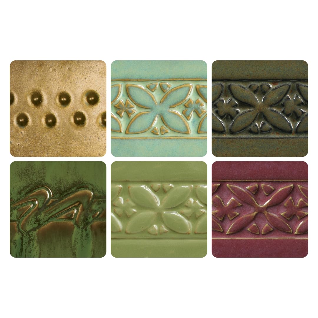 AMACO Potter's Choice High Fire Glazes 6-Pint Class Pack No. 2 (B), 6 Assorted Colors, Layerable Mid-High Fire Cone 5-6 "PC" Glazes for Bisque