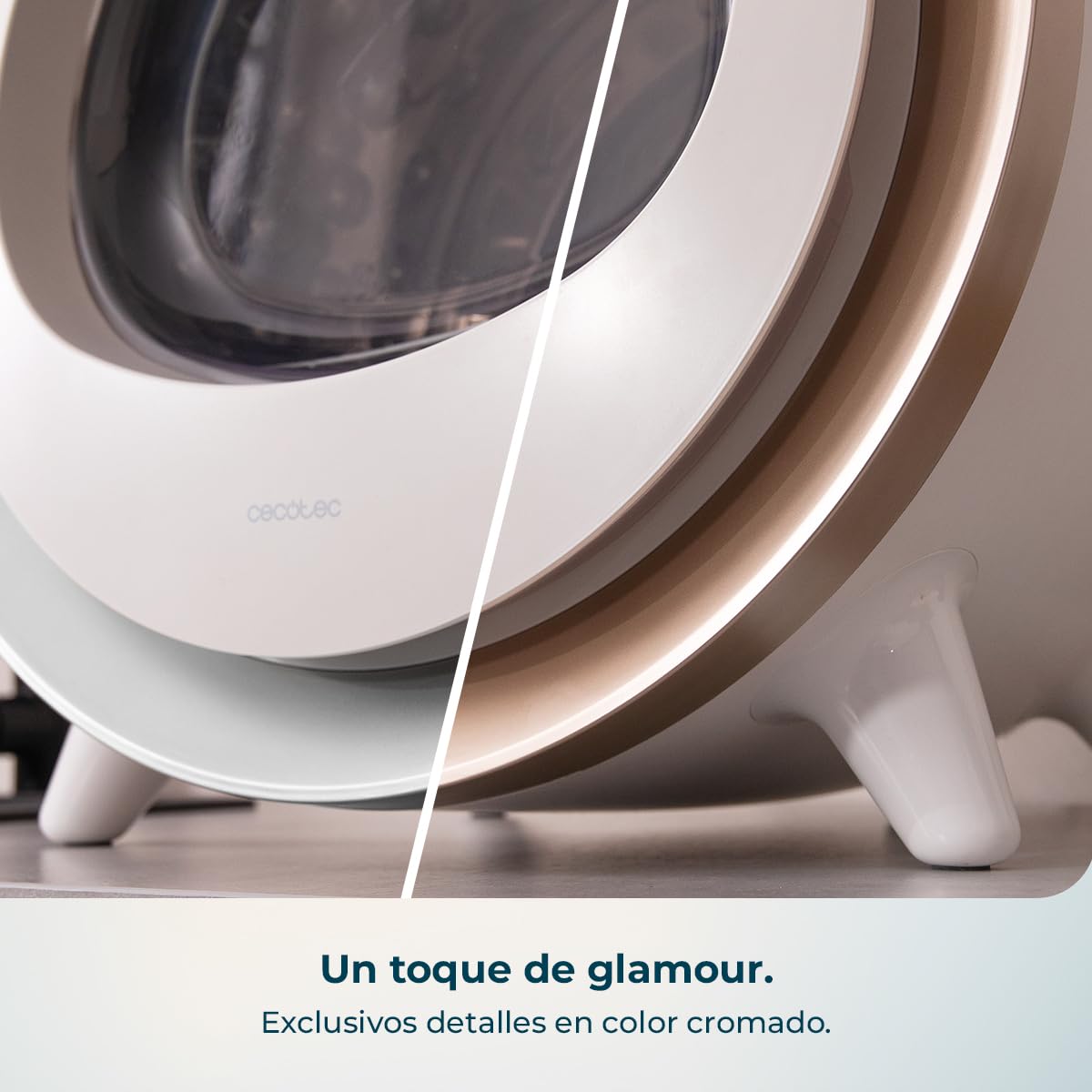 Cecotec Secadora Compacta Evacuación 3Kg Bolero DressCode Dry 3500V Gold. 8 Programas, Secado Automático Inteligente, Control Touch, Función UV Care, Tambor Inox, Antiarrugas, Blanco y Oro Cromado