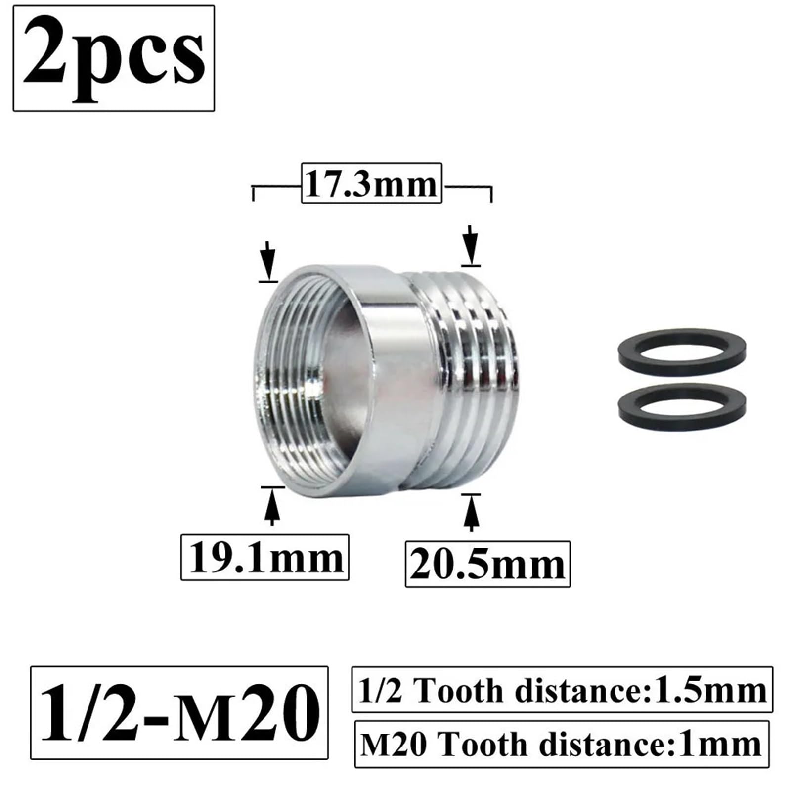 2pcs Brass 1/2inch x M16 M18 M24 M28 Thread Connector Silver Water Faucet Connector For Bathroom Kitchen(Gold)