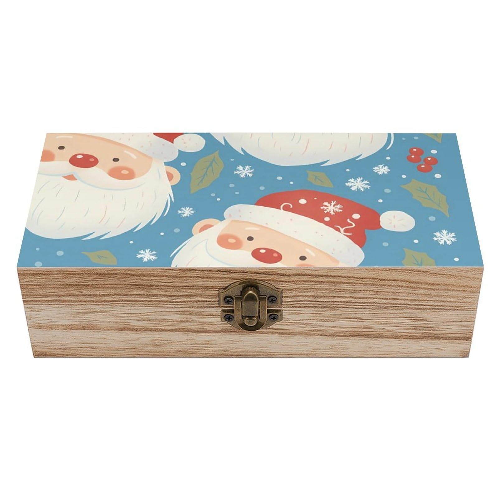 HLBSDM Cute Santa Claus Snowflakes Leaves Retro Wooden Storage Box Jewelry Art Gift Boxs Decorative Keepsake Boxes