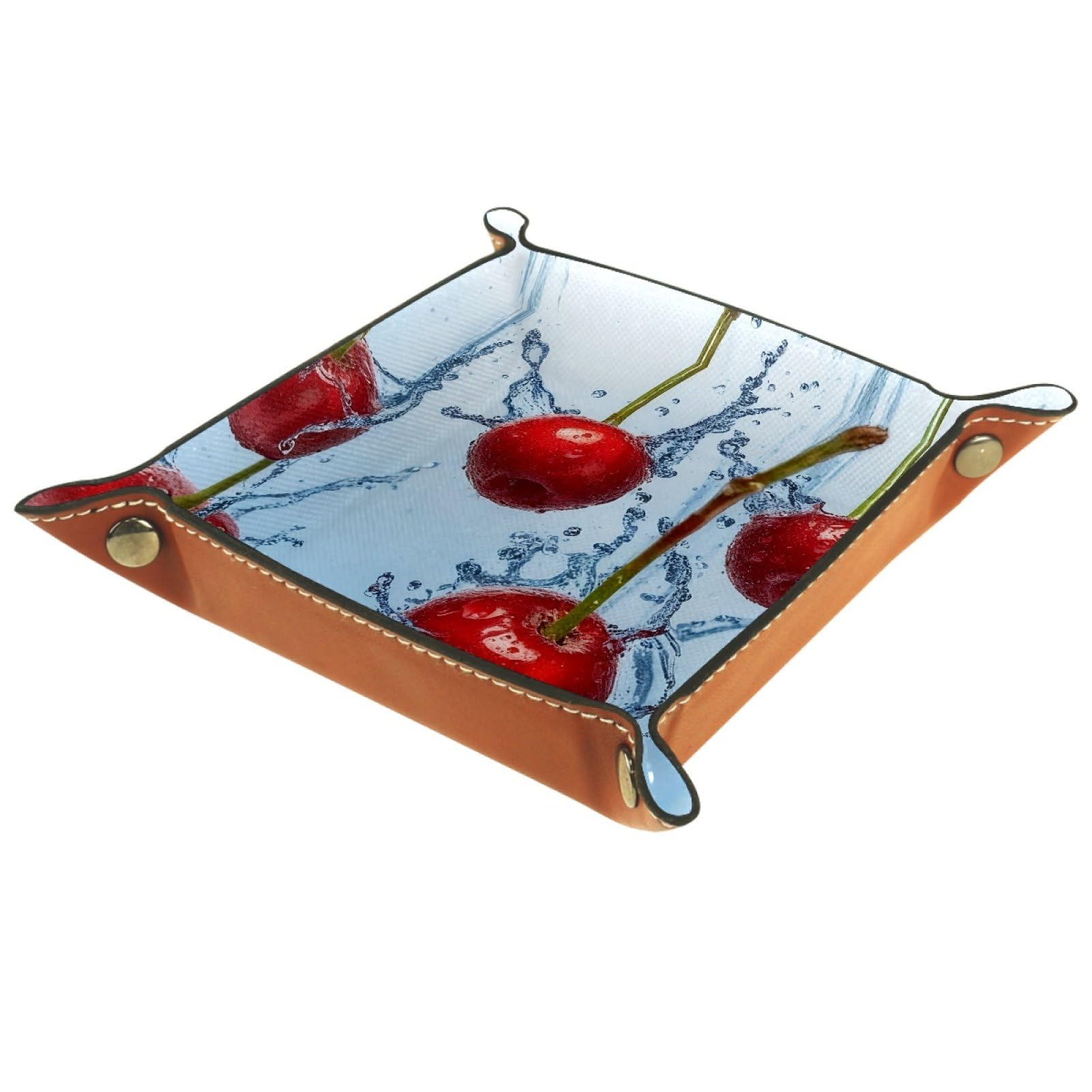 VAPOKF Cherries Dice Tray, Folding Microfiber Leather Dice Holder for Dungeons and Dragons RPG Dice Gaming D&D and Other Table Games