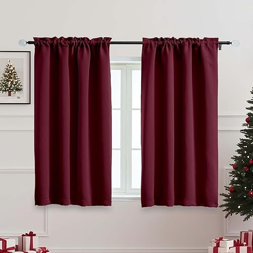 Miniatura 162 de OVZME Cortinas opacas turquesa para tratamiento de ventanas pequeñas, cortinas cortas con bloqueo de luz para ventana de cocina sobre el fregadero,
