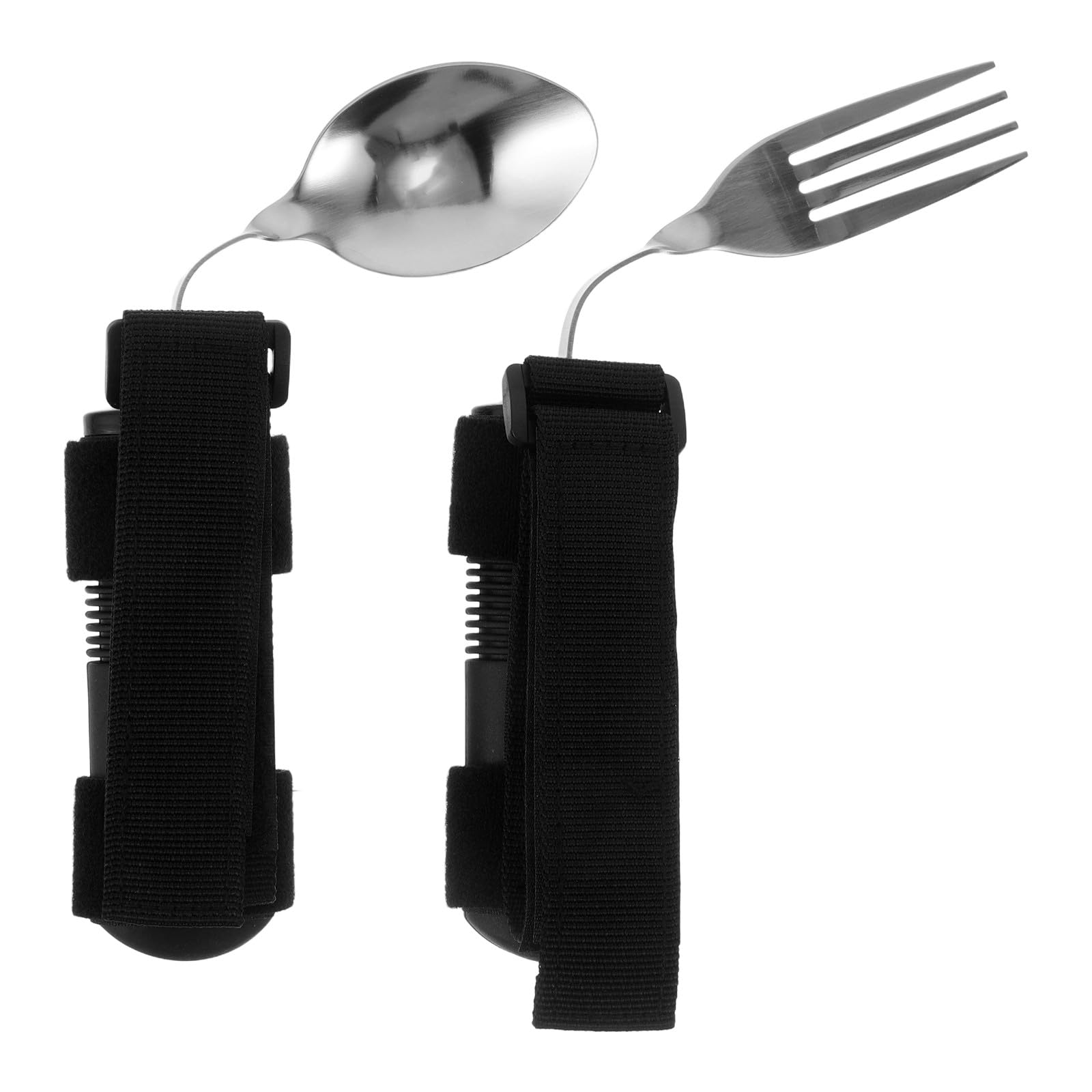 Lurrose 2 utensilios adaptados para comer: cuchara y tenedor flexibles y antideslizantes con correa para facilitar la alimentación en el hogar, ideales para personas mayores con discapacidad o