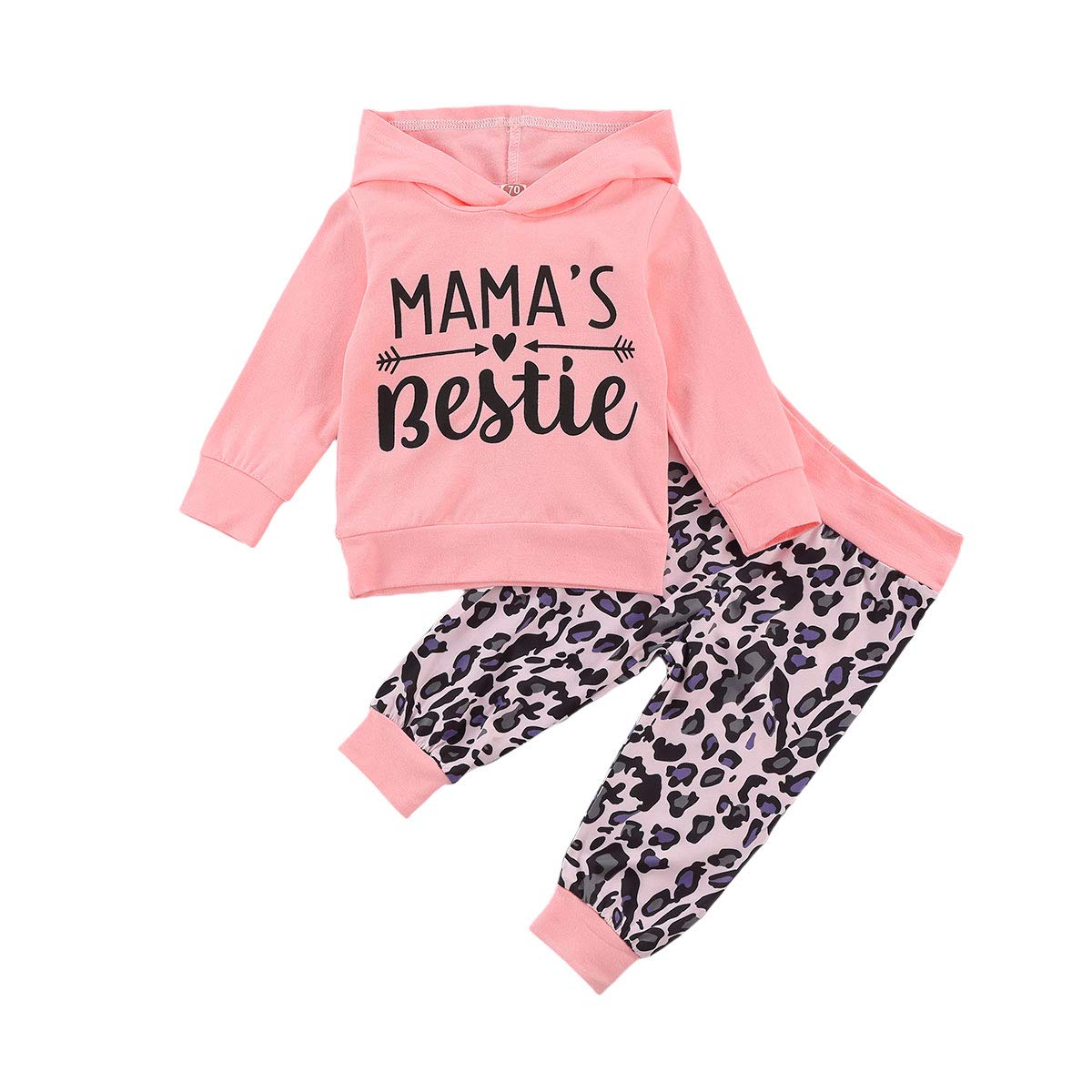 zhangqing 2 Pcs Newborn Baby Leopard Print Outfits Long Sleeve Hoodie with Pocket + Trouser