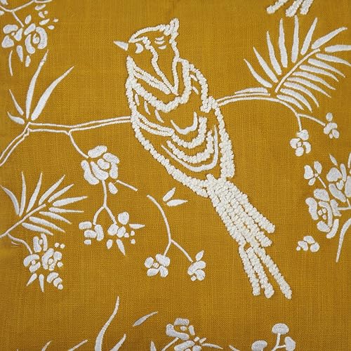 Image of ODE & CLEO Cotton Slub Cushion Covers 18 inch X 18 inch with Zip Closure, Shaneel Dori & Chicken Embroidery, Pillow Cover for Sofa, Living Room, Bed or Home Decor - Yellow, Set of 3
