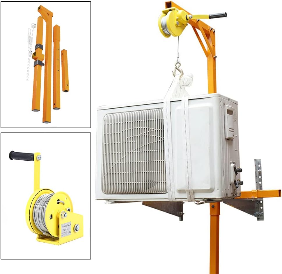 Heavy-Duty Air Conditioner Installation Tool - 49.2ft Lifting Rope & Hanger, Essential Equipment for Easy Outdoor Setup & Efficient AC Mounting Solutions,49.2ft Rope